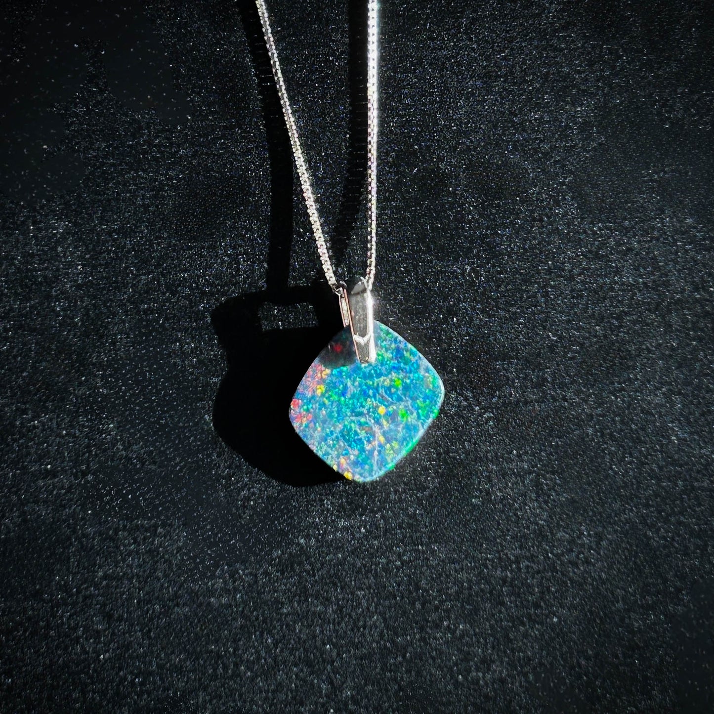 High Quality Australian Rainbow Blue Opal 925 Sterling Silver Pendant