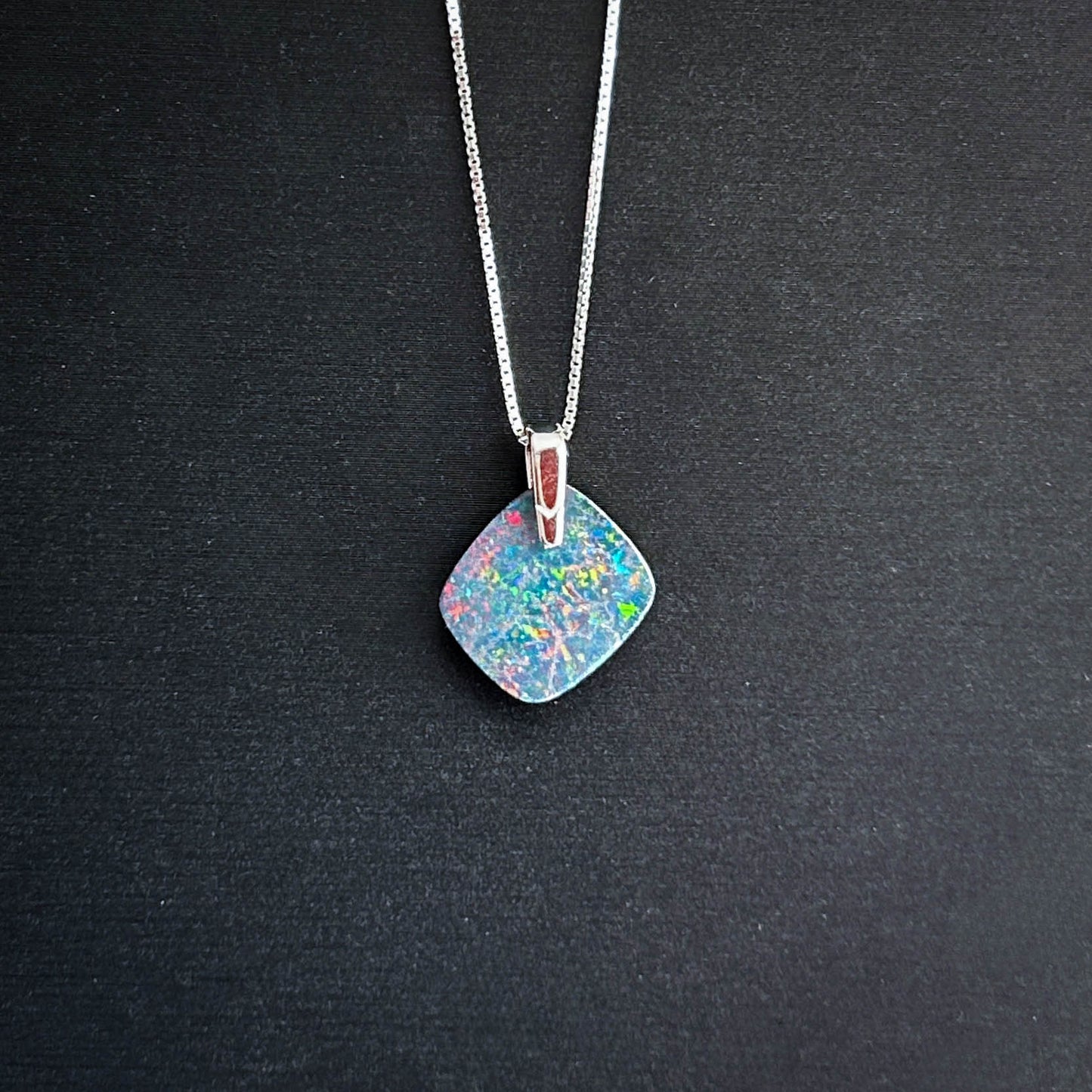 High Quality Australian Rainbow Blue Opal 925 Sterling Silver Pendant