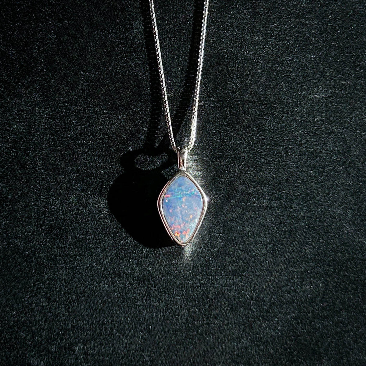 High Quality Australian Rainbow Blue Opal 925 Sterling Silver Pendant