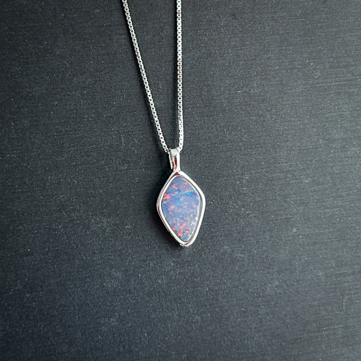 High Quality Australian Rainbow Blue Opal 925 Sterling Silver Pendant