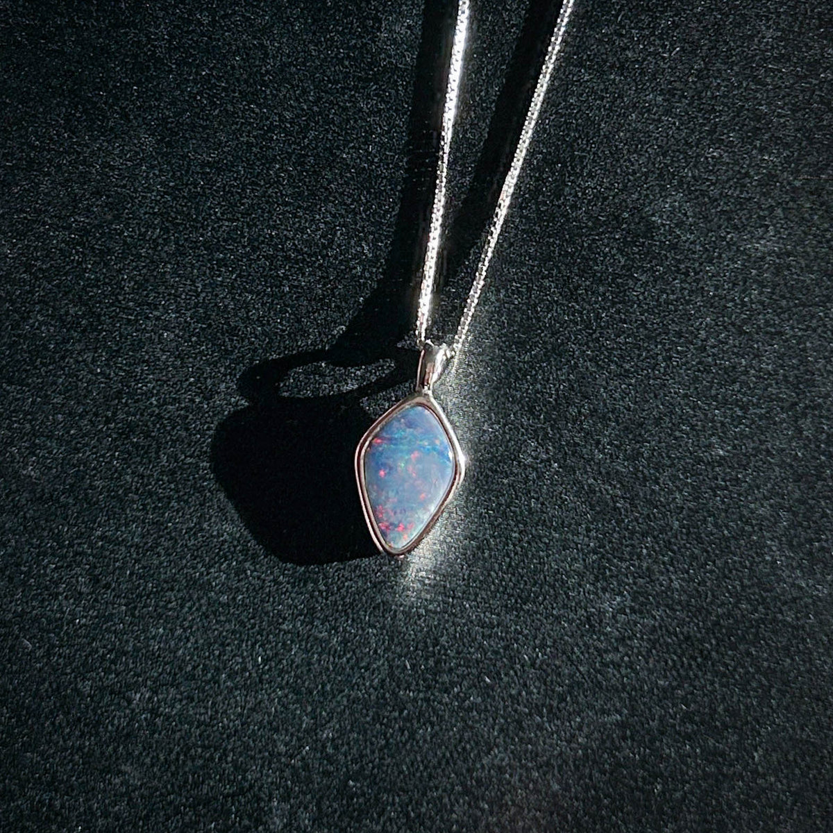High Quality Australian Rainbow Blue Opal 925 Sterling Silver Pendant