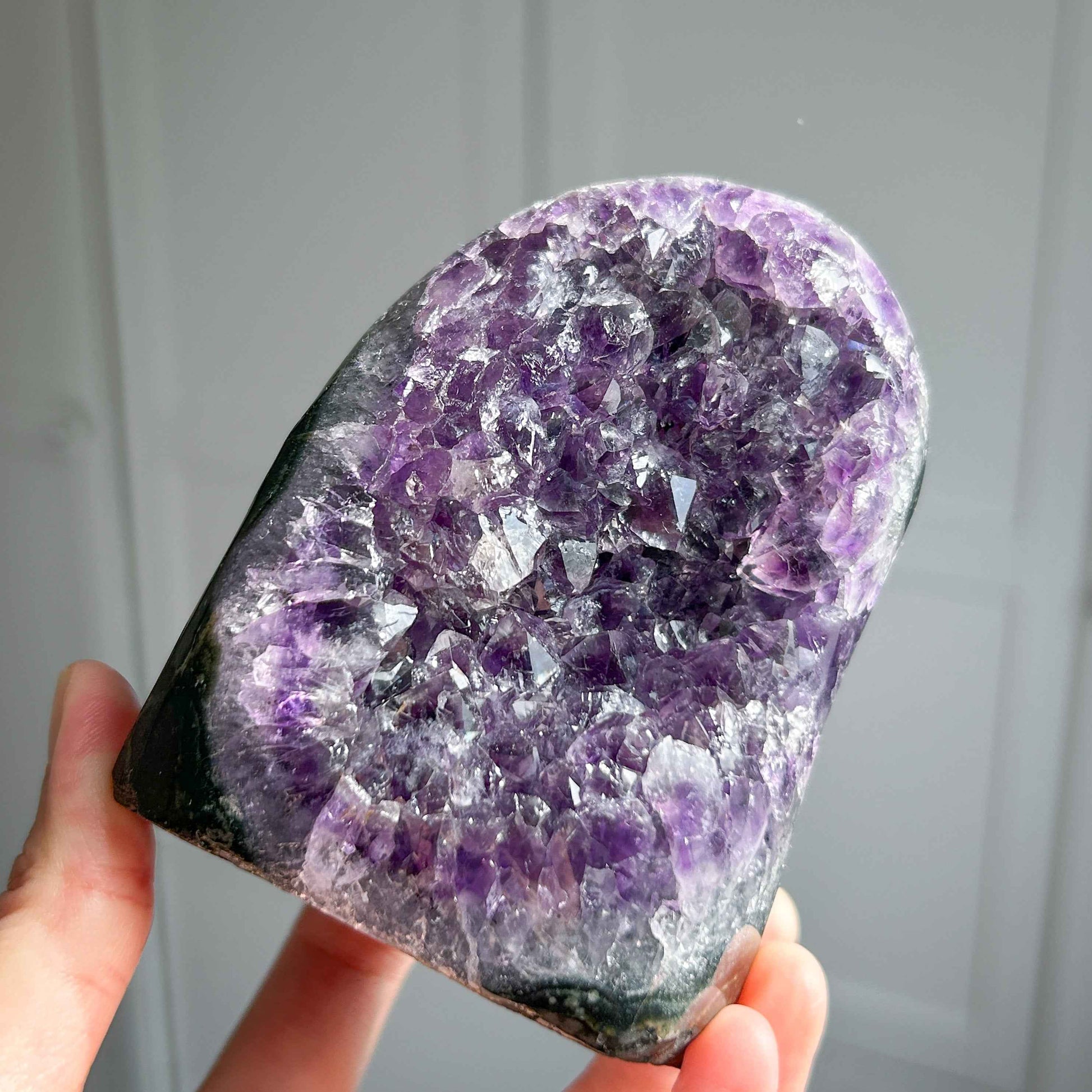 Natural Amethyst Cluster Self Standing with Wood Stand Energy Healing | Amethyst Geode Mineral Specimen Home Decoration