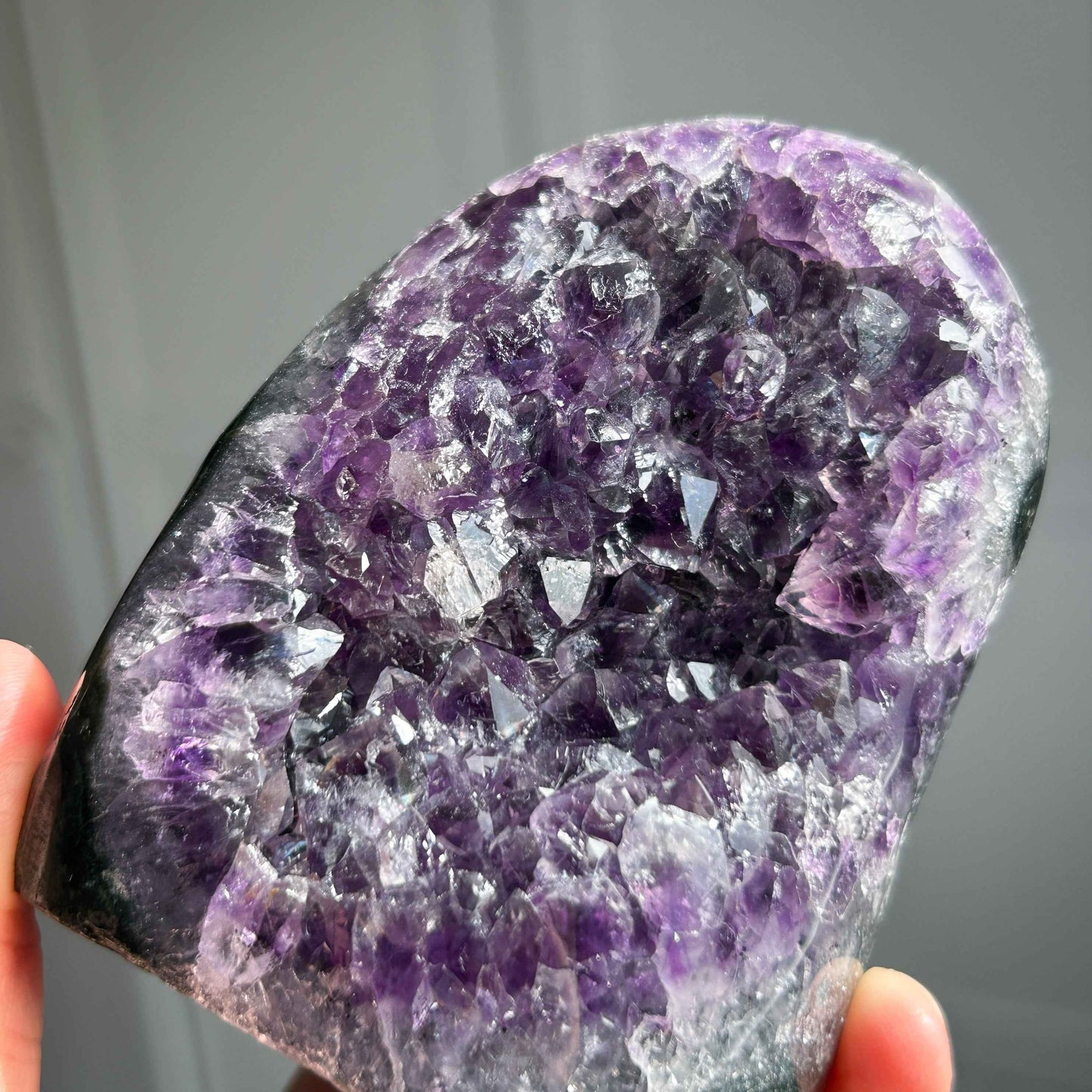 Natural Amethyst Cluster Self Standing with Wood Stand Energy Healing | Amethyst Geode Mineral Specimen Home Decoration