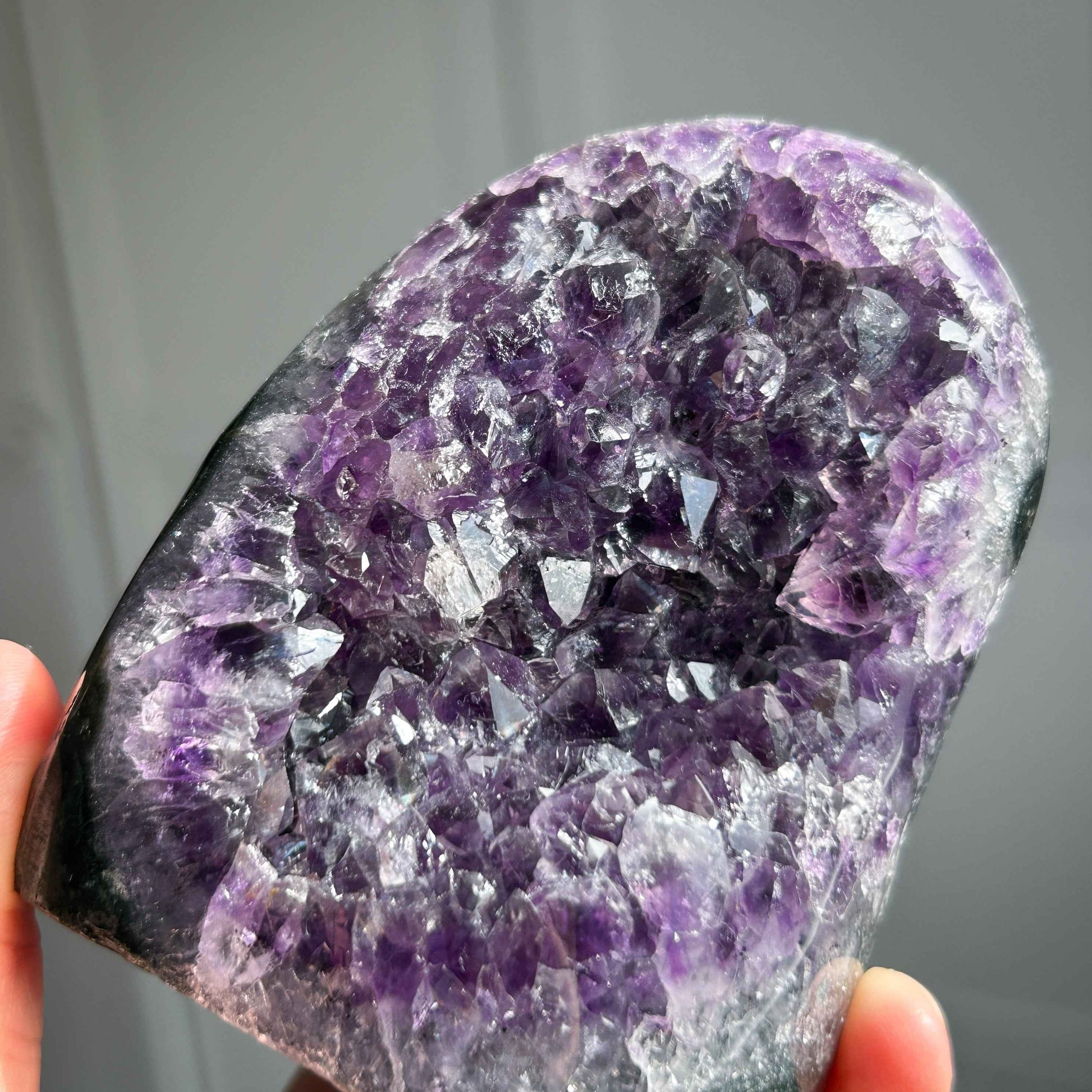 Natural Amethyst Cluster Self Standing with Wood Stand Energy Healing | Amethyst Geode Mineral Specimen Home Decoration