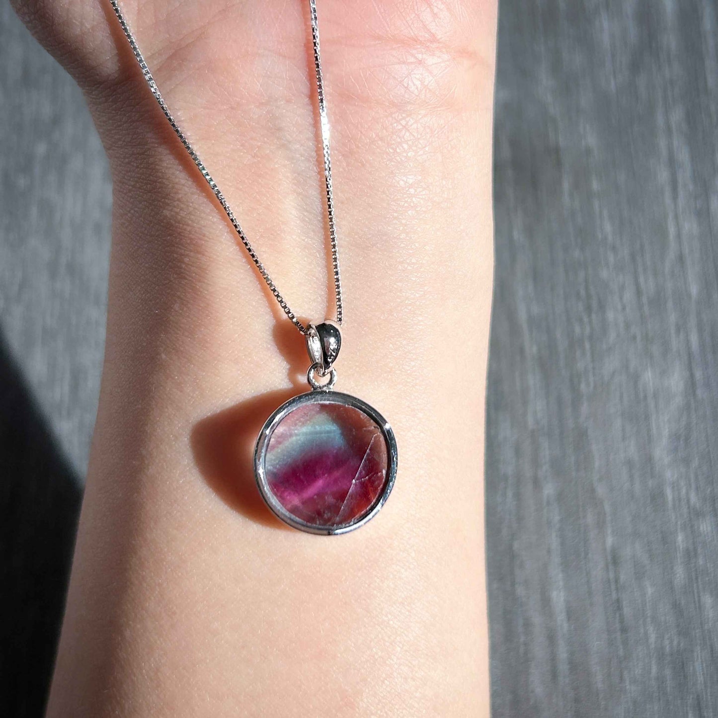 High Quality Faceted Fluorite 925 Sterling Silver Pendant (chain excluded)