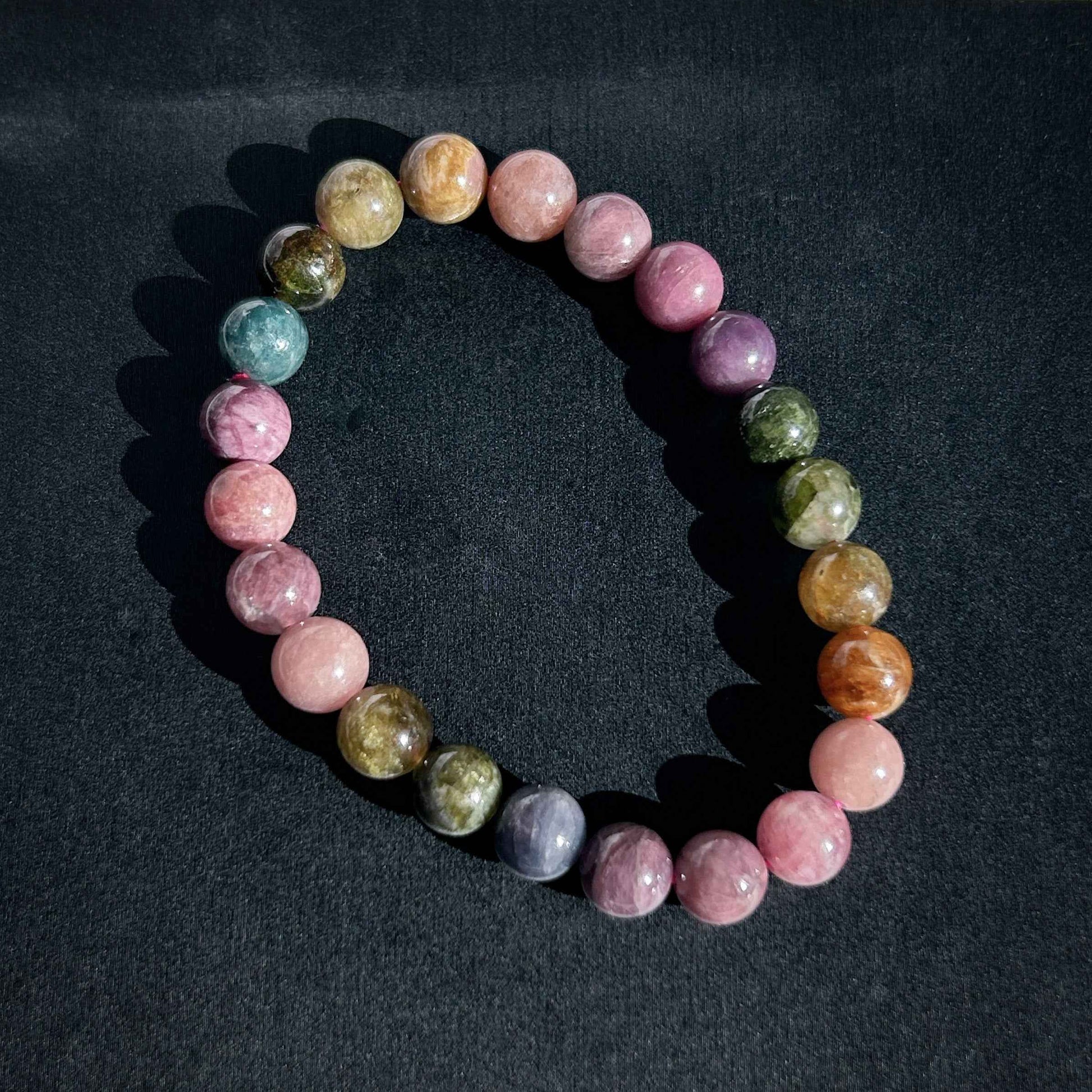 Rare Natural Rainbow Tourmaline Large Bracelet in 8 to 11MM