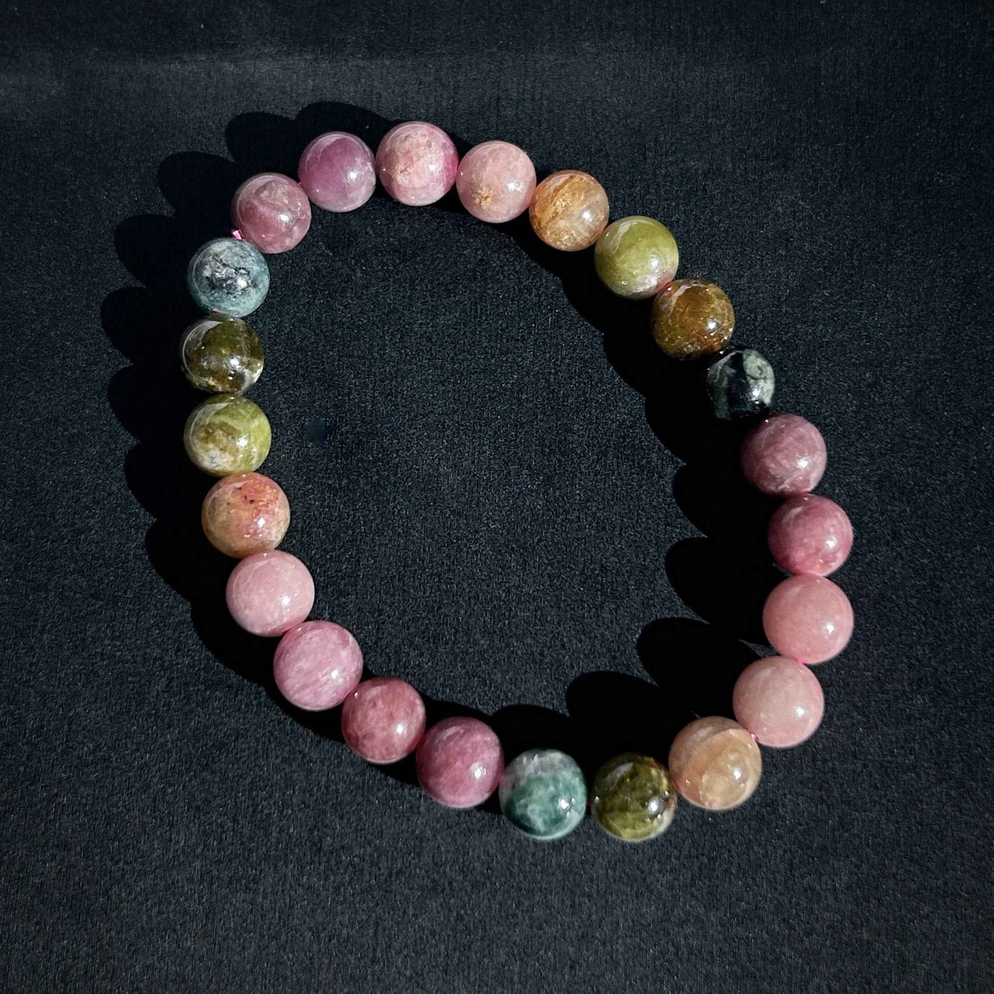 Rare Natural Rainbow Tourmaline Large Bracelet in 8 to 11MM