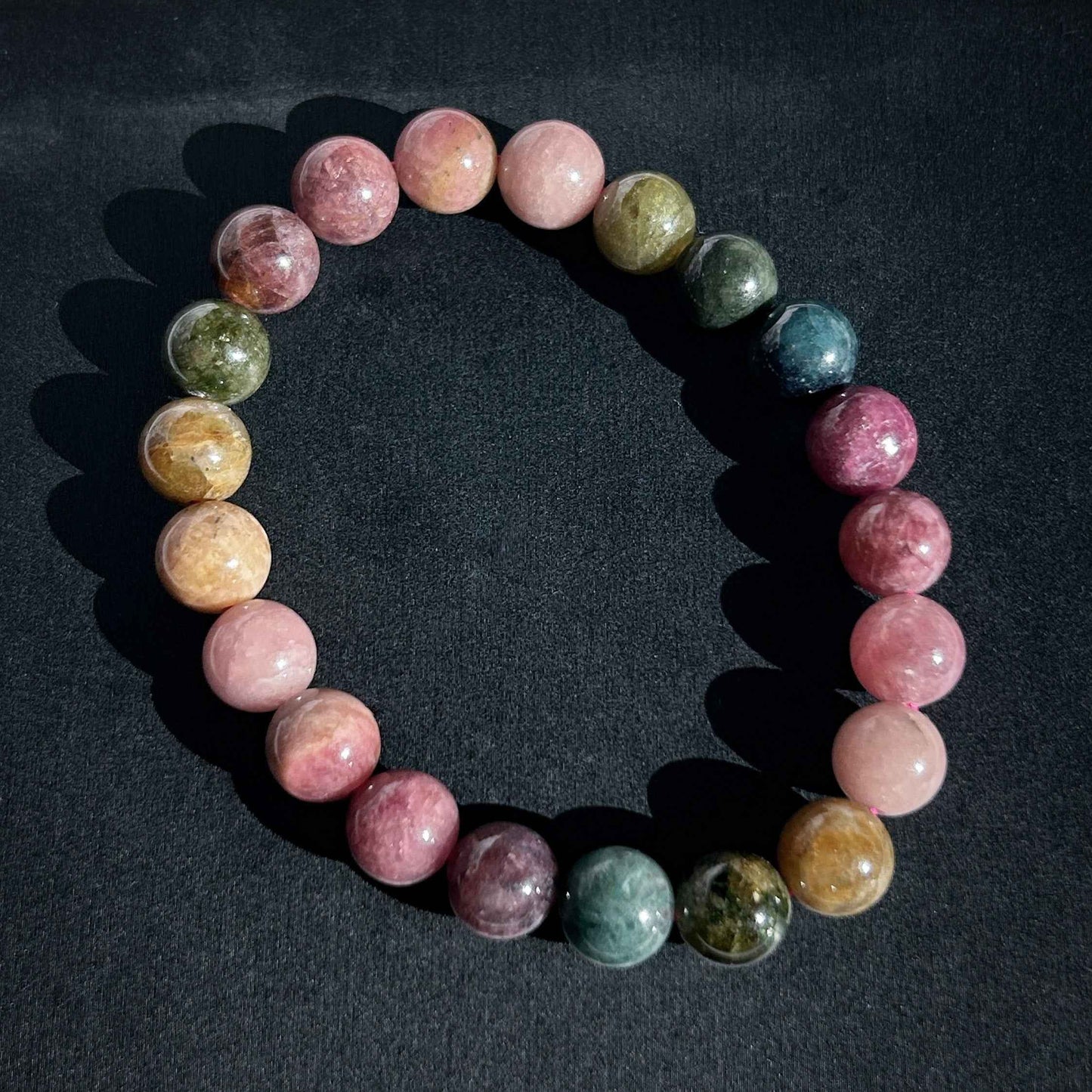 Rare Natural Rainbow Tourmaline Large Bracelet in 8 to 11MM