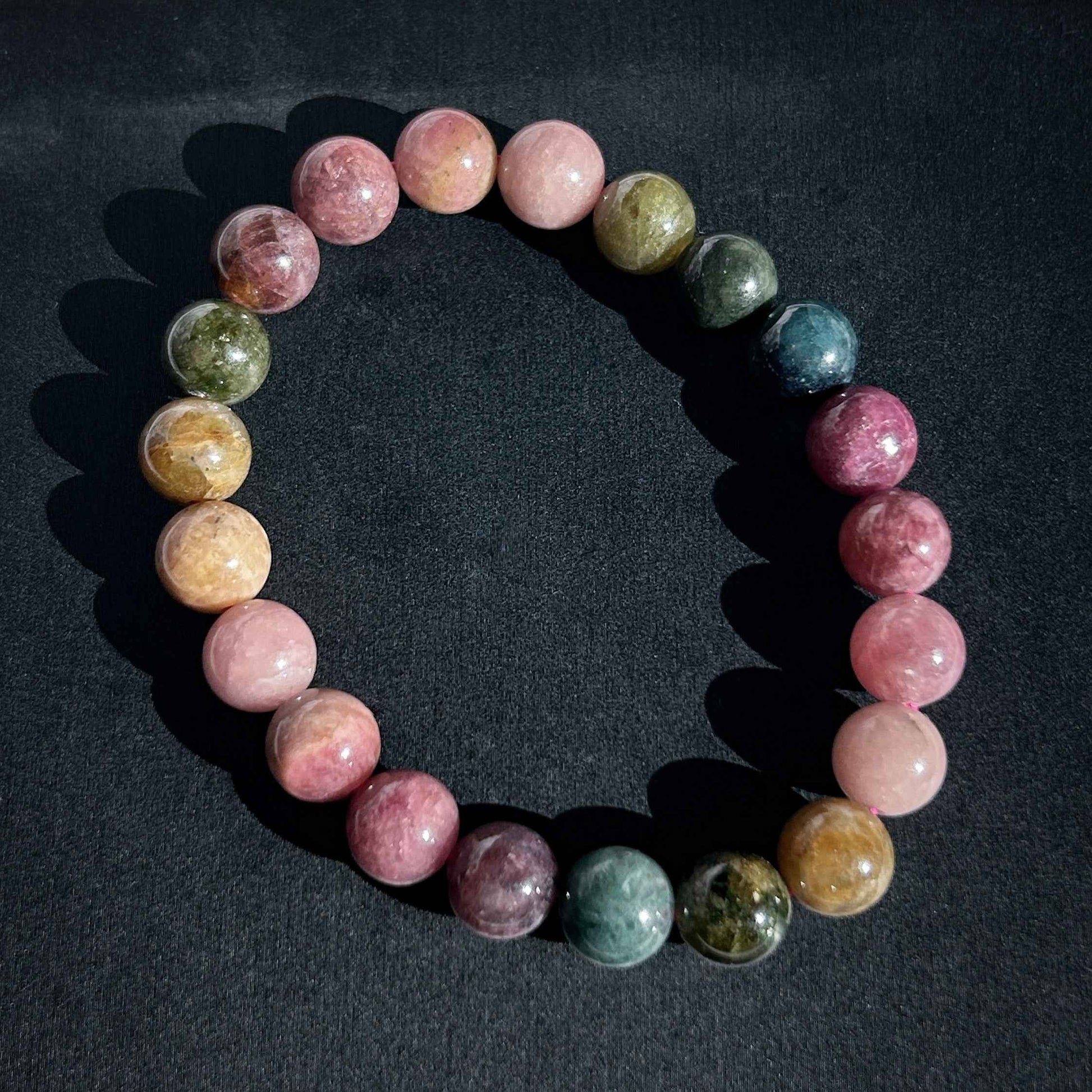 Rare Natural Rainbow Tourmaline Large Bracelet in 8 to 11MM