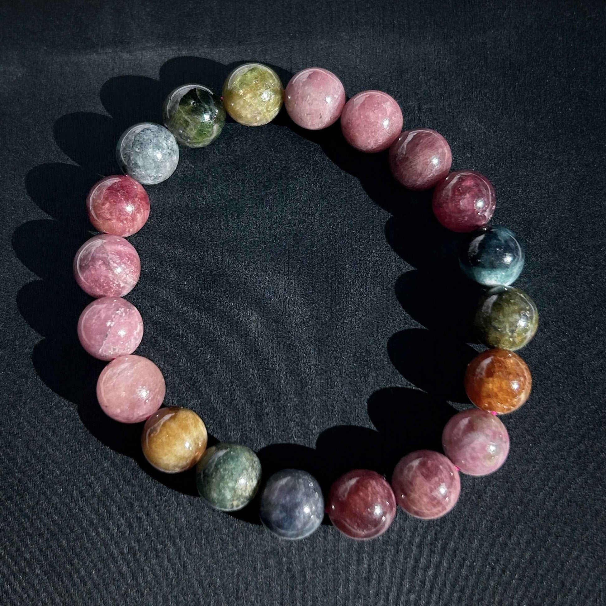 Rare Natural Rainbow Tourmaline Large Bracelet in 8 to 11MM