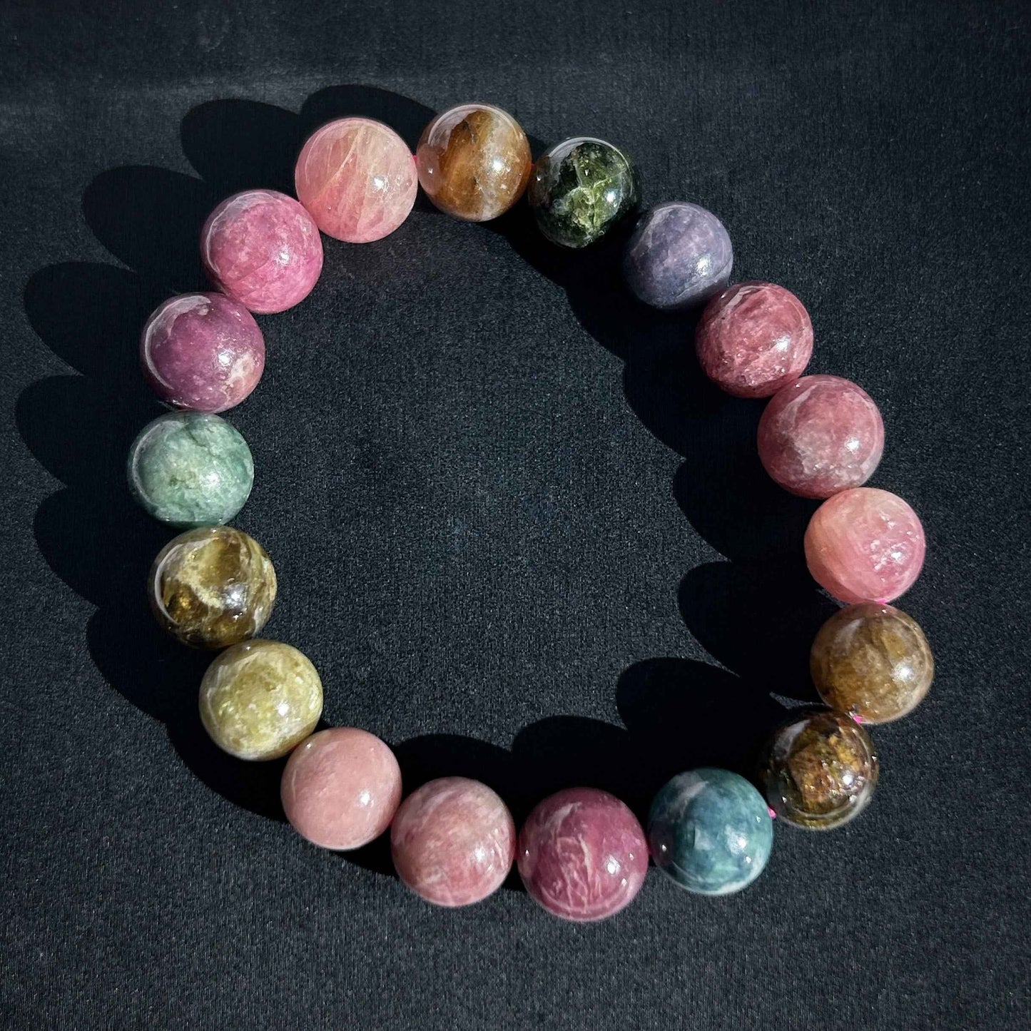 Rare Natural Rainbow Tourmaline Large Bracelet in 8 to 11MM