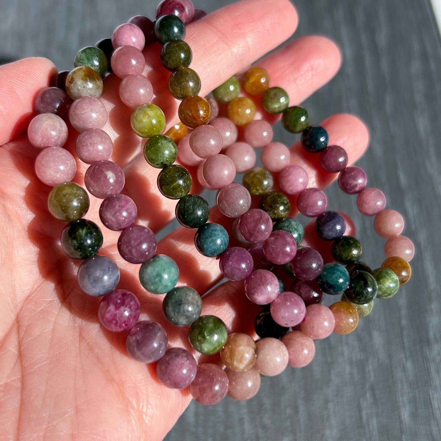 Rare Natural Rainbow Tourmaline Bracelet in 6 to 7MM