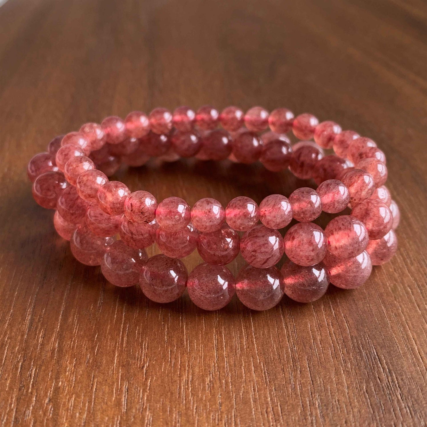 Natural Strawberry Quartz Bracelet in 6 to 10MM