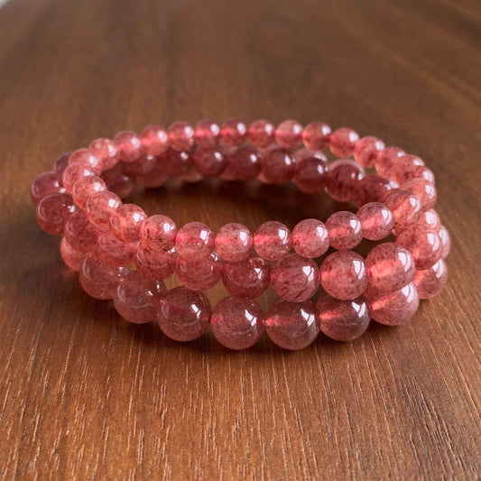 Natural Strawberry Quartz Bracelet in 6 to 10MM
