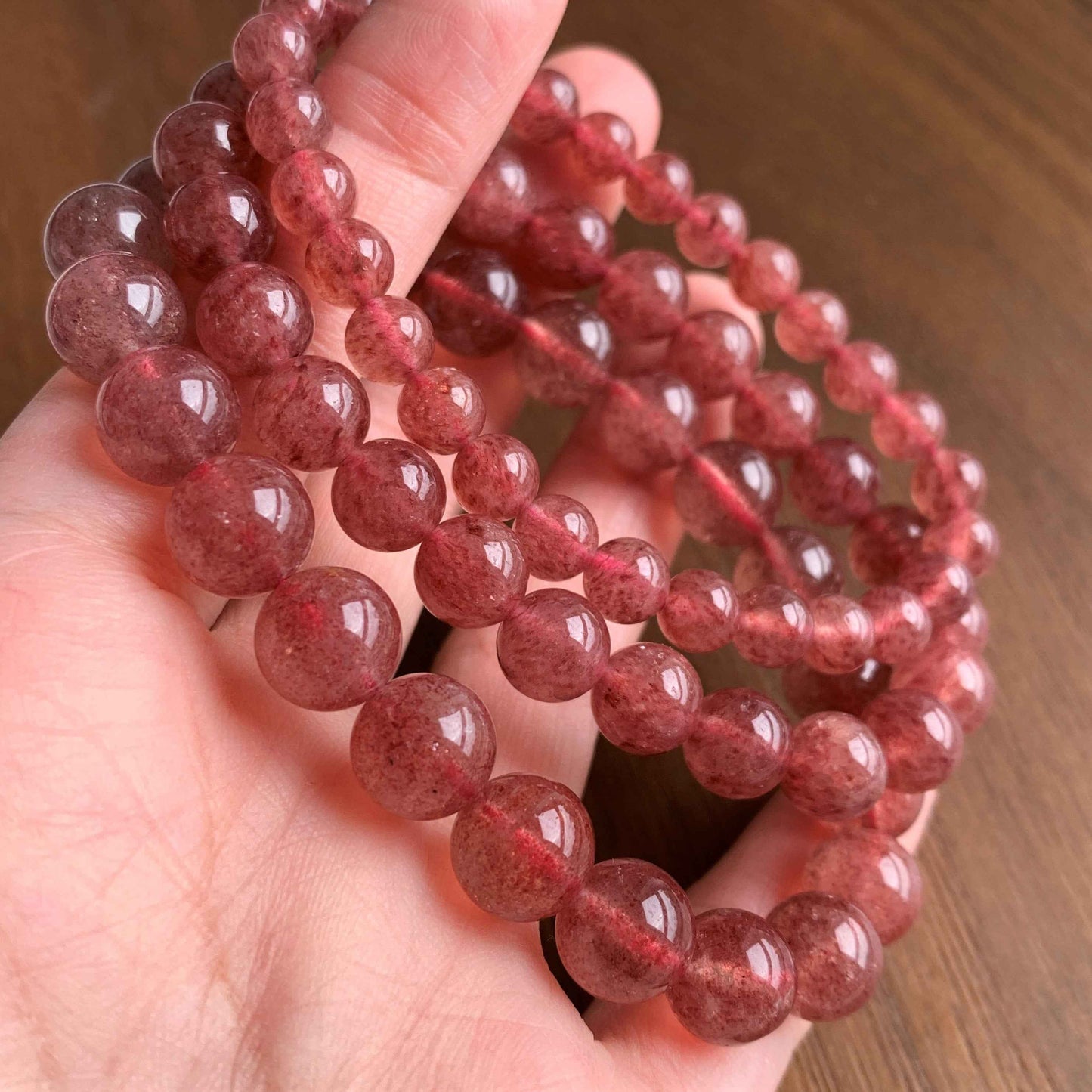 Natural Strawberry Quartz Bracelet in 6 to 10MM