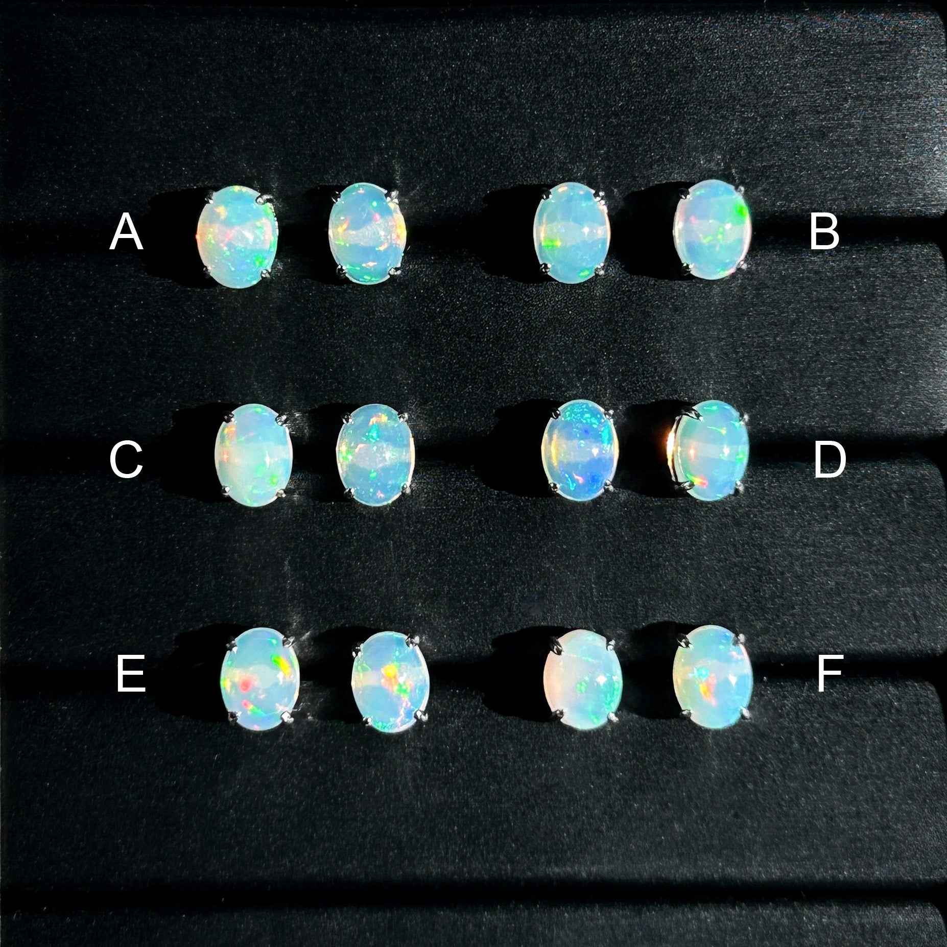 High Quality Rainbow Opal Stud Earrings in 925 Sterling Silver