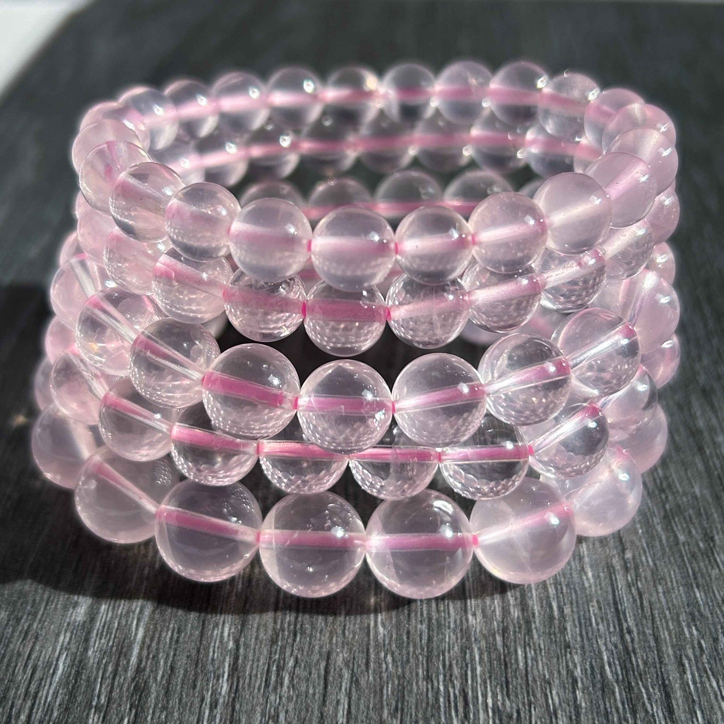 High Quality Rare Starlight Rose Quartz Bracelet in 8 to 12MM