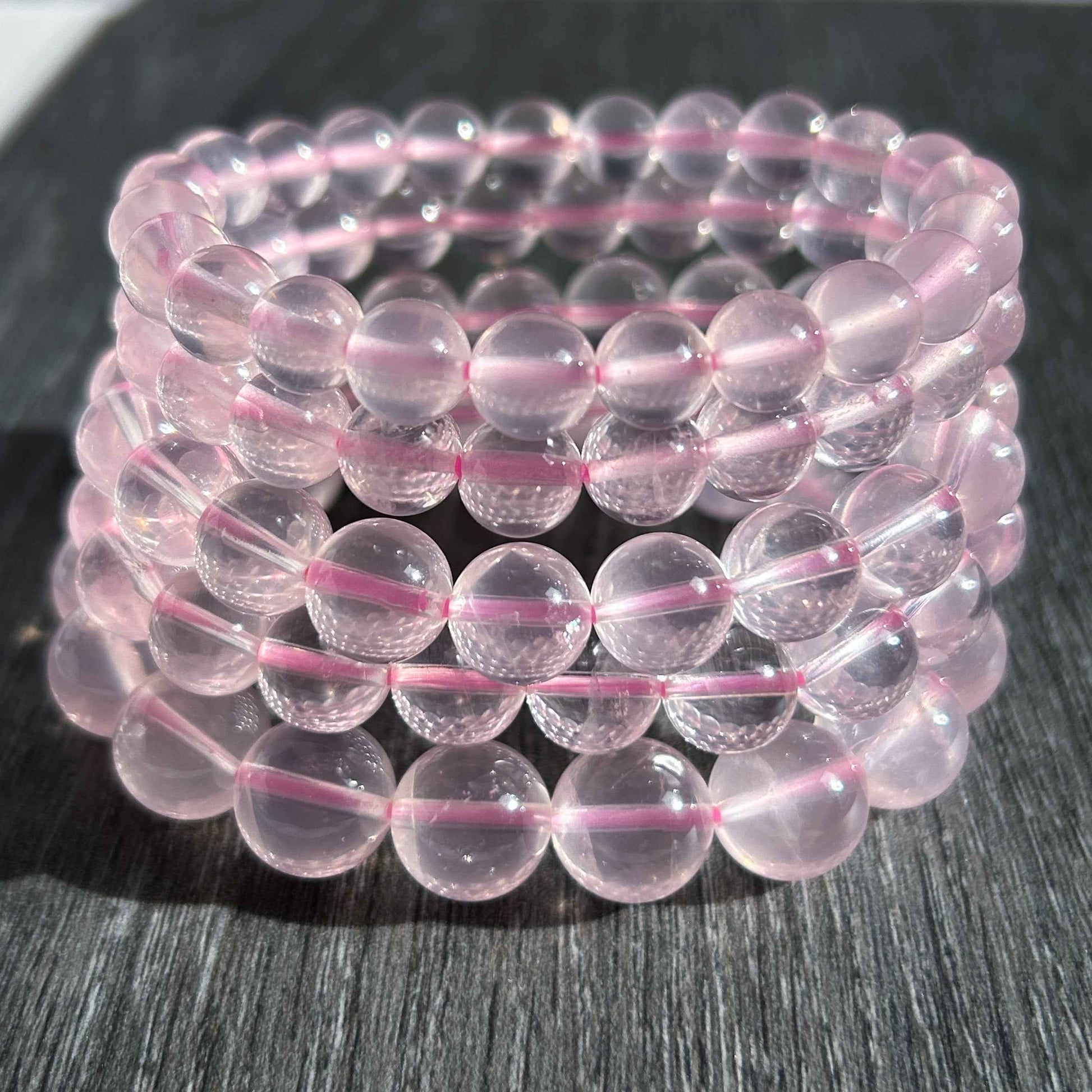 High Quality Rare Starlight Rose Quartz Bracelet in 8 to 12MM