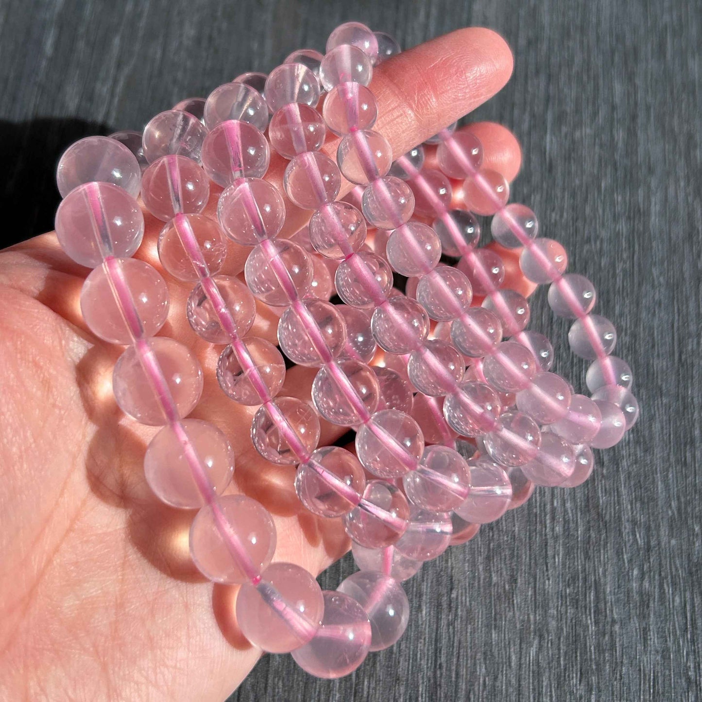 High Quality Rare Starlight Rose Quartz Bracelet in 8 to 12MM