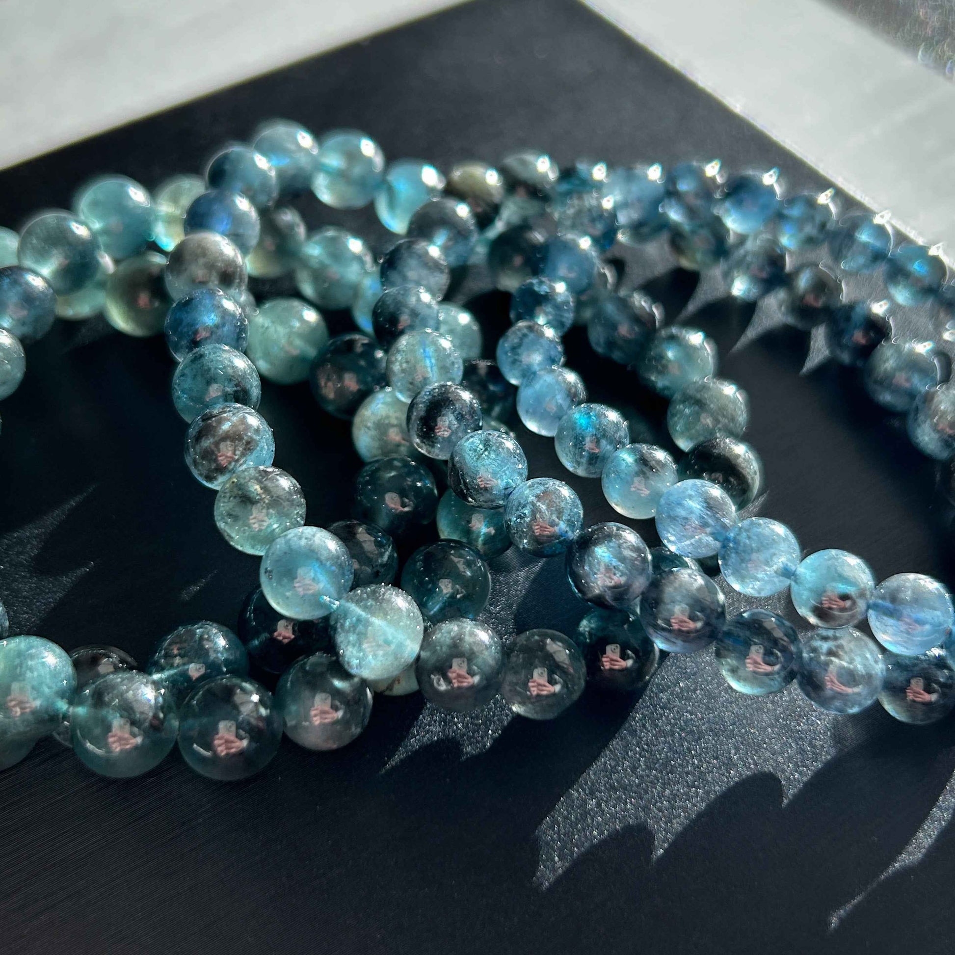 High Quality Rare Starry Devil Blue Aquamarine Bracelet in 7-9MM