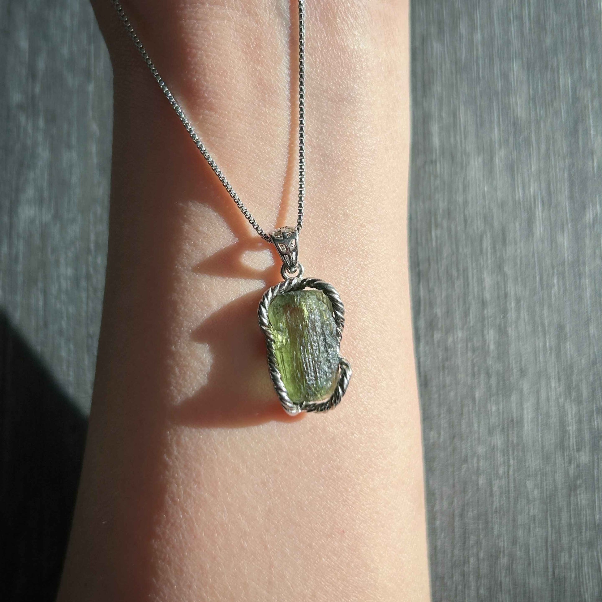 Rare Czech Moldavite 925 Sterling Silver Pendant (chain excluded)