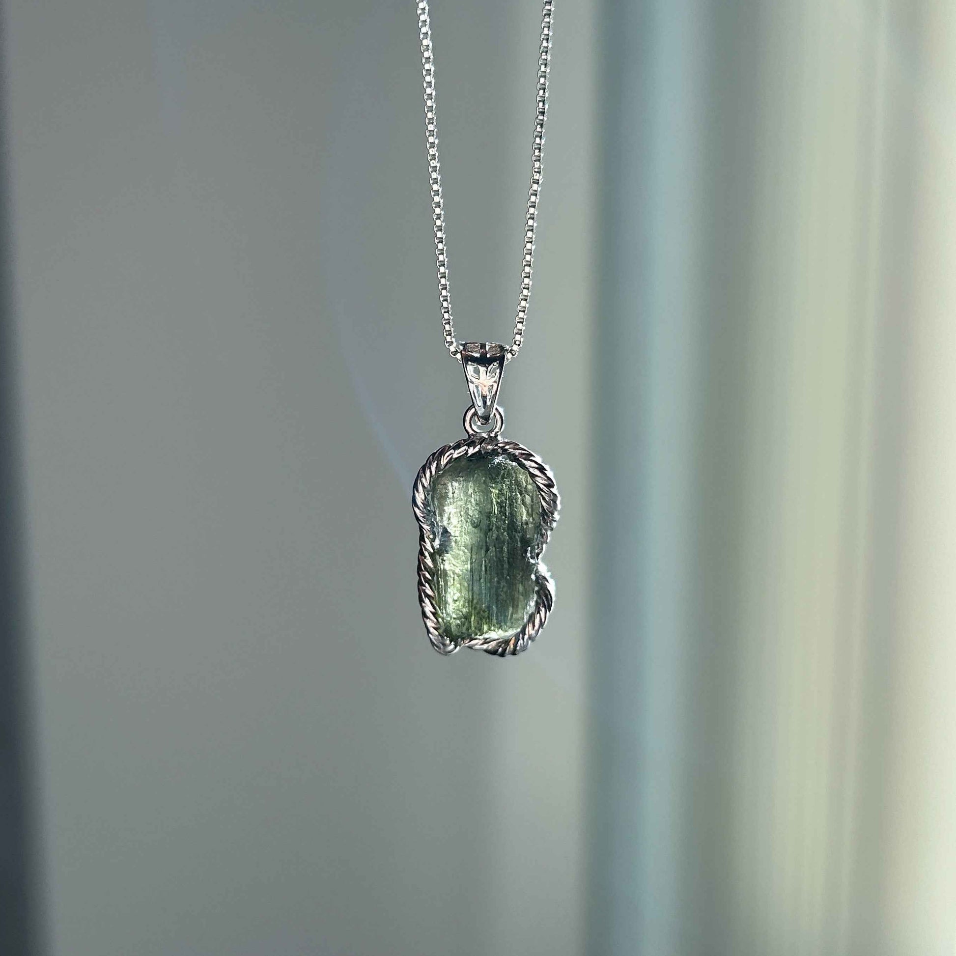 Rare Czech Moldavite 925 Sterling Silver Pendant (chain excluded)