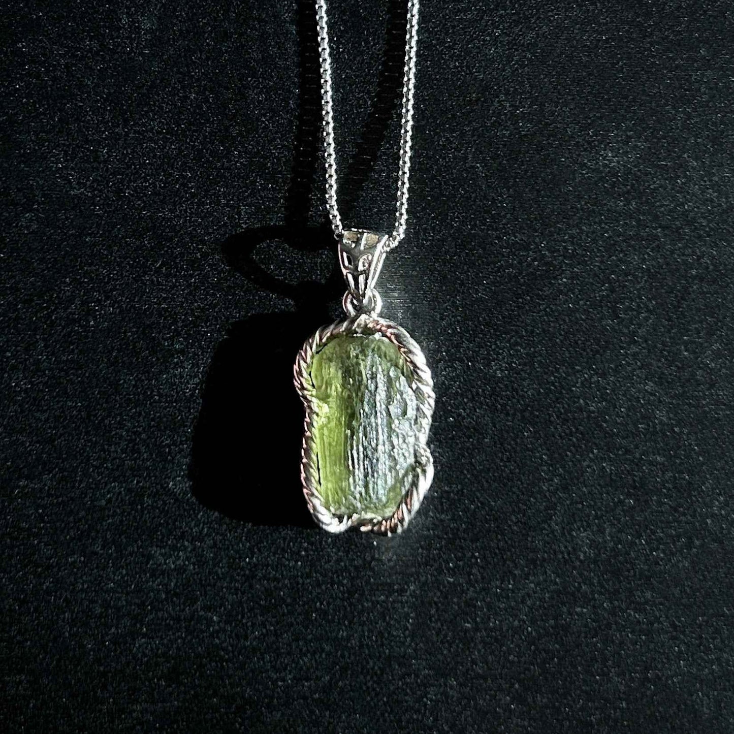 Rare Czech Moldavite 925 Sterling Silver Pendant (chain excluded)