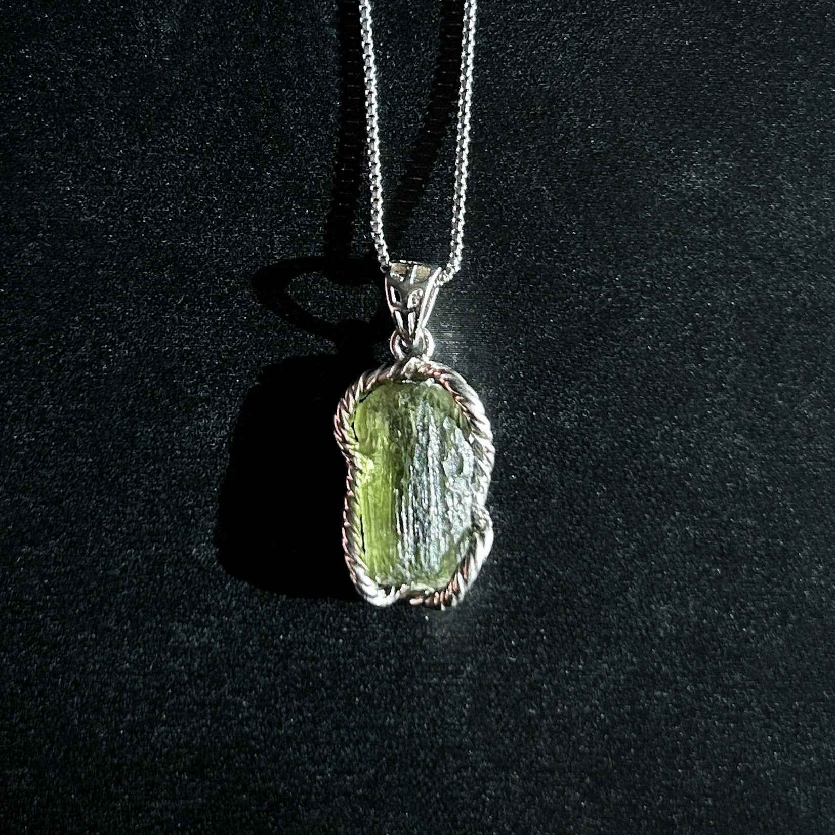 Rare Czech Moldavite 925 Sterling Silver Pendant (chain excluded)