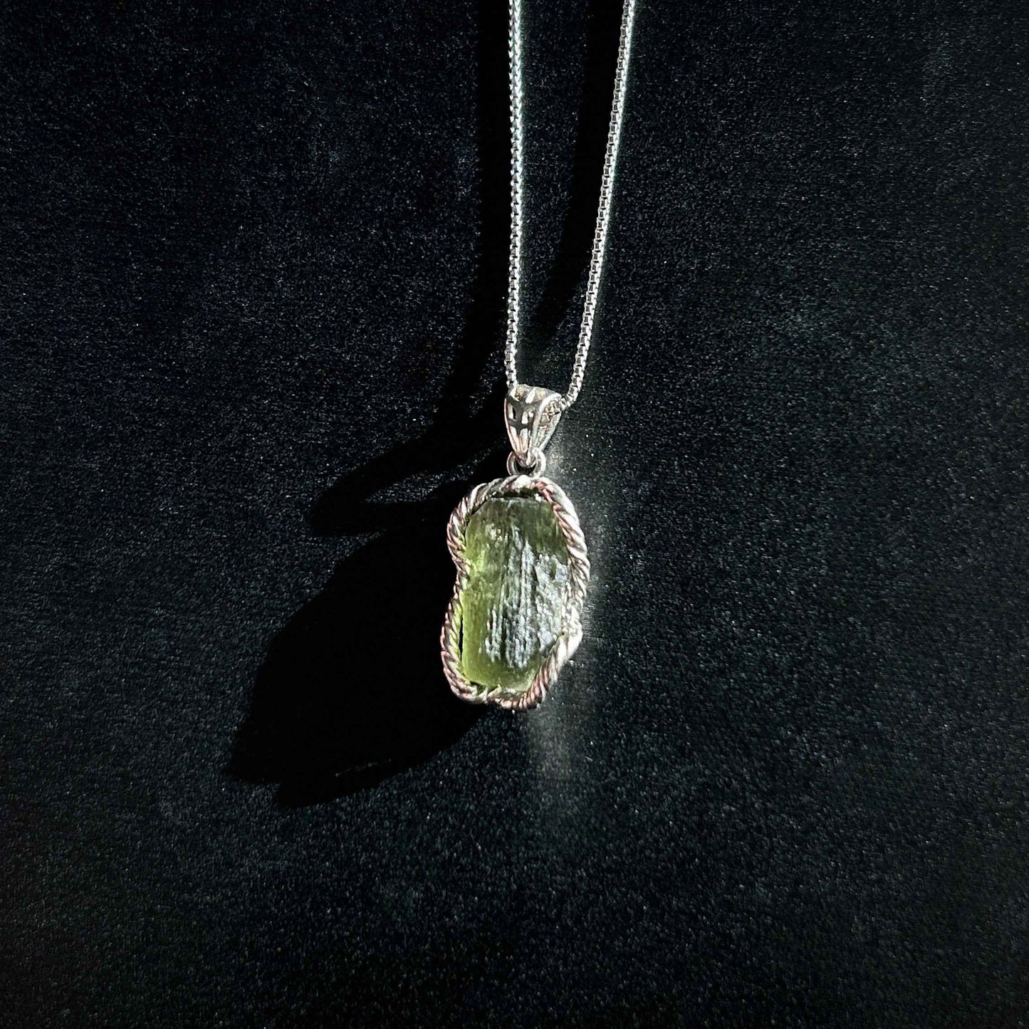 Rare Czech Moldavite 925 Sterling Silver Pendant (chain excluded)
