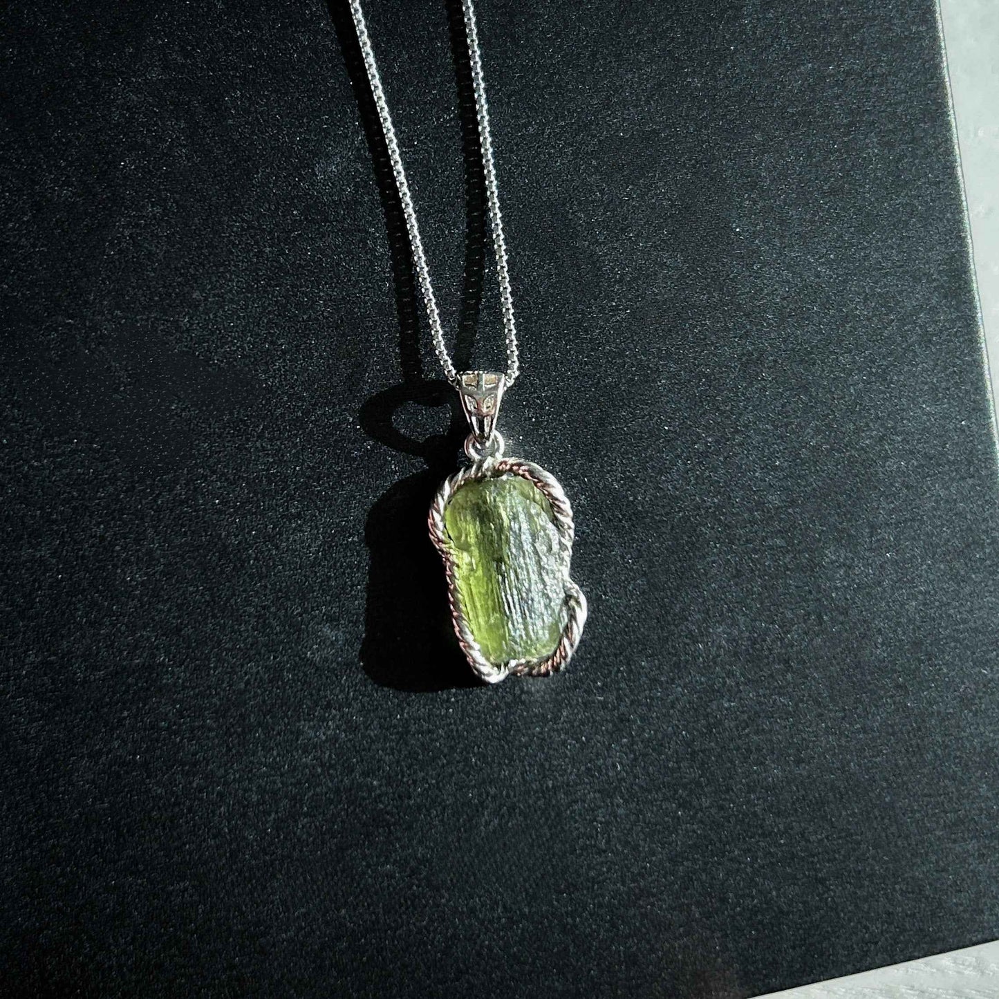 Rare Czech Moldavite 925 Sterling Silver Pendant (chain excluded)