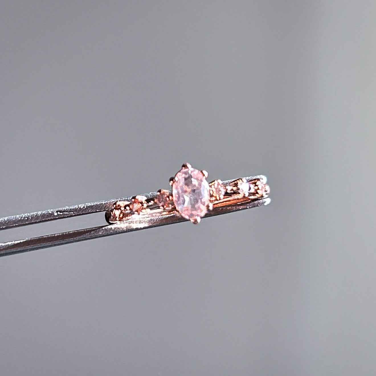 Rose Quartz Adjustable Rose Gold Ring with Zircon