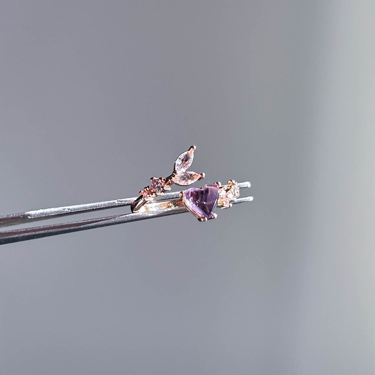 Lavender Amethyst in Heart Adjustable Rose Gold Ring