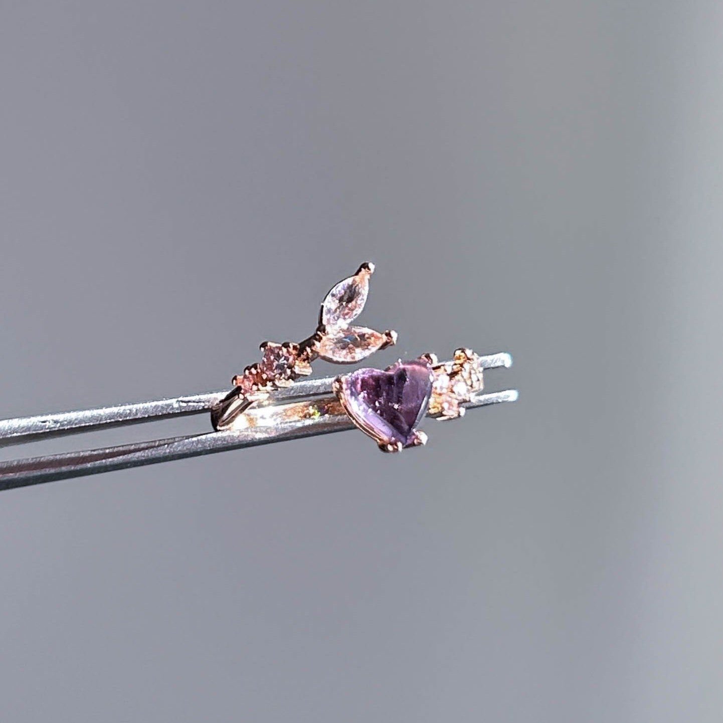 Lavender Amethyst in Heart Adjustable Rose Gold Ring