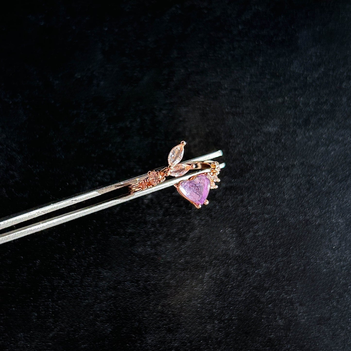 Lavender Amethyst in Heart Adjustable Rose Gold Ring