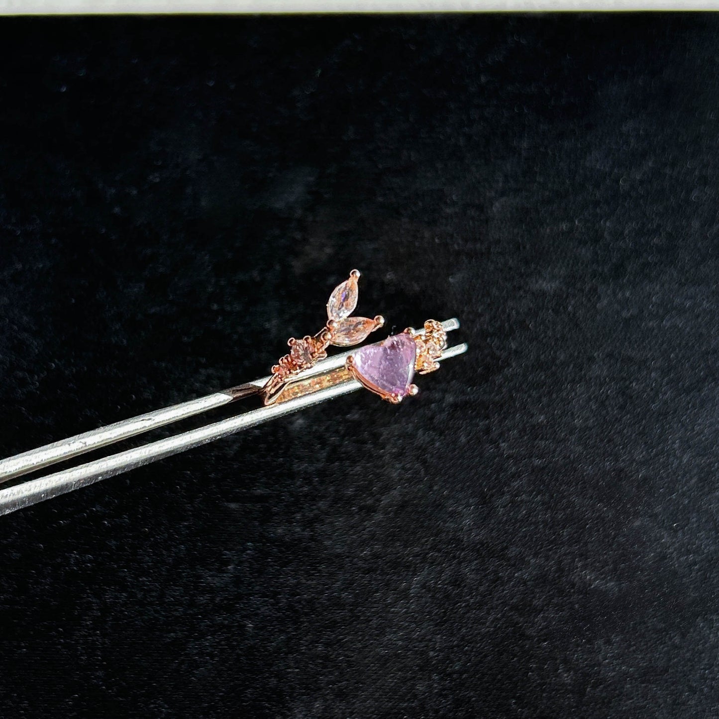 Lavender Amethyst in Heart Adjustable Rose Gold Ring