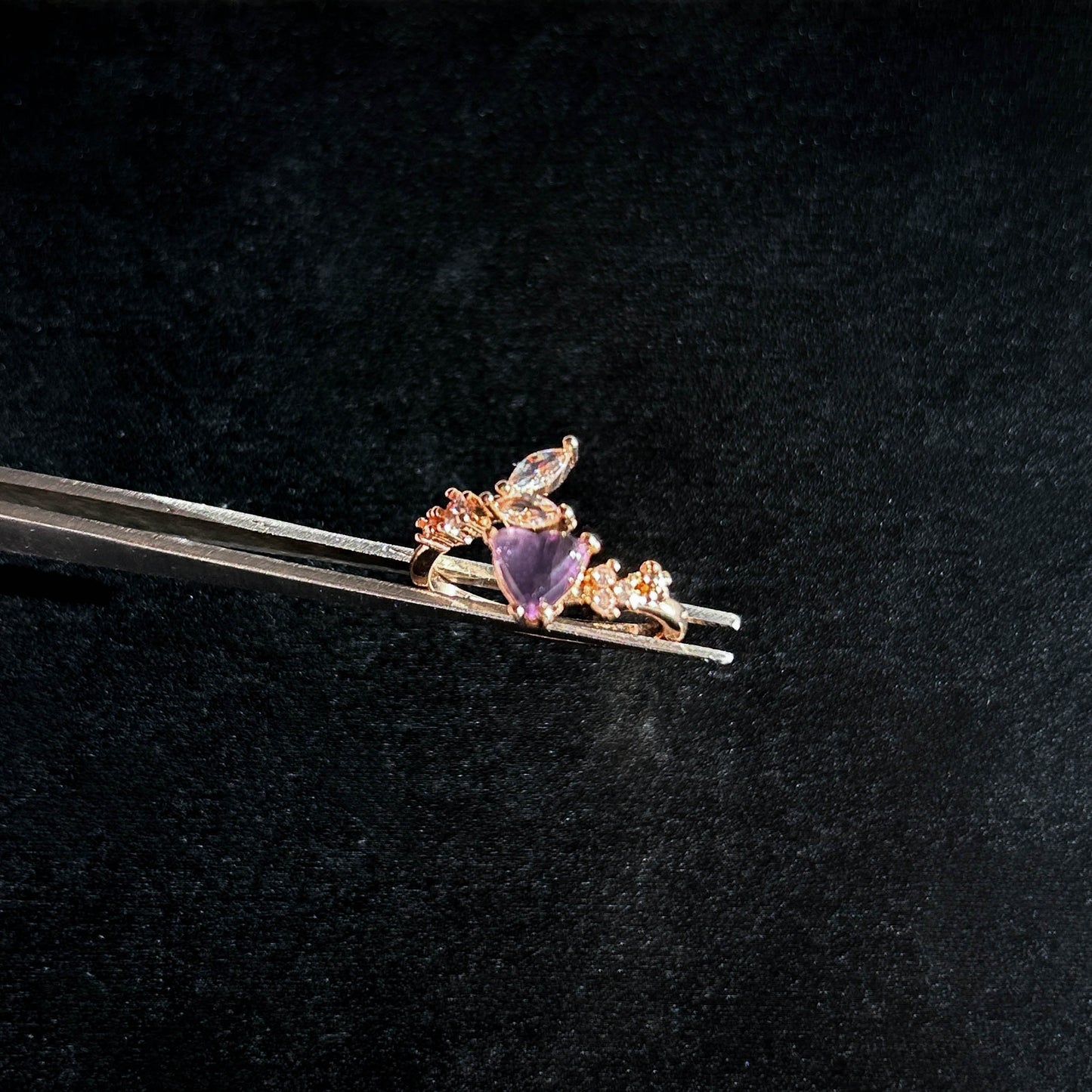 Lavender Amethyst in Heart Adjustable Rose Gold Ring