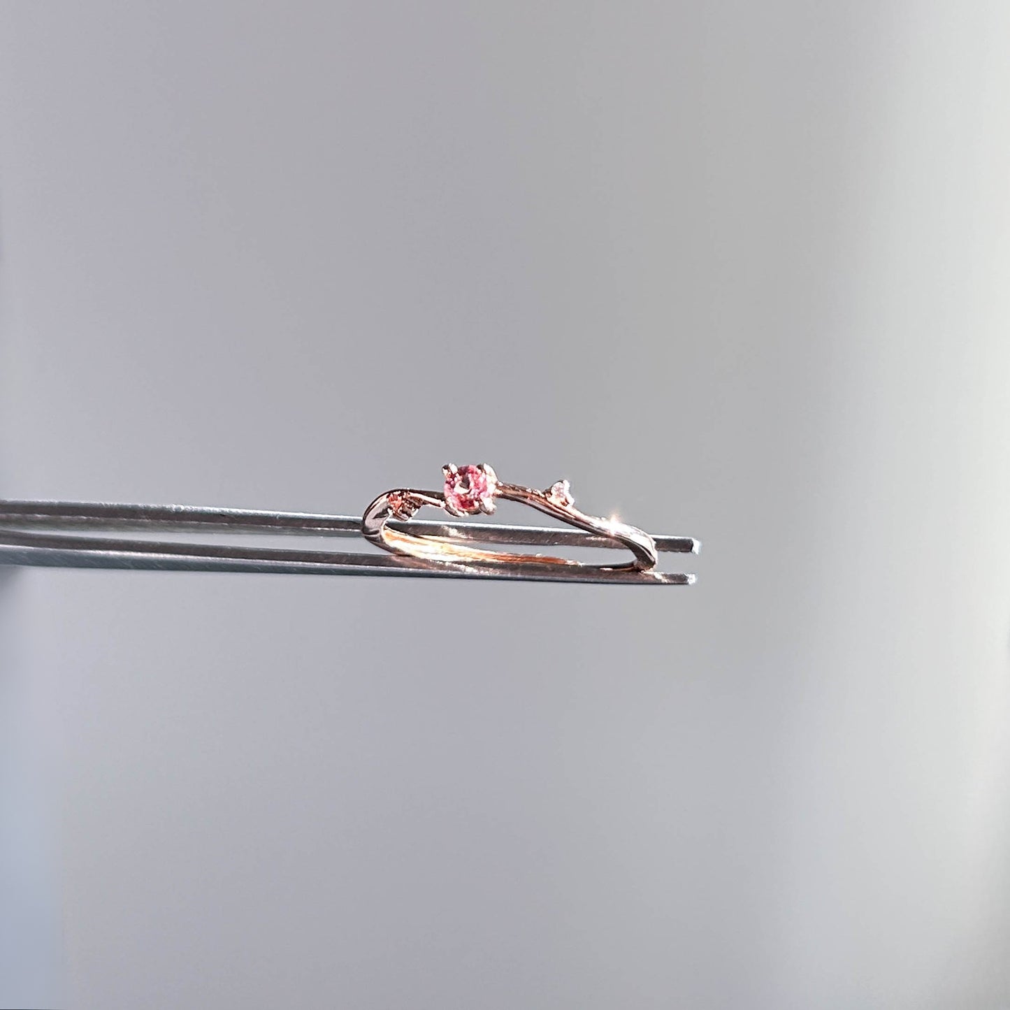 Pink Topaz Adjustable Rose Gold Ring with Zircon
