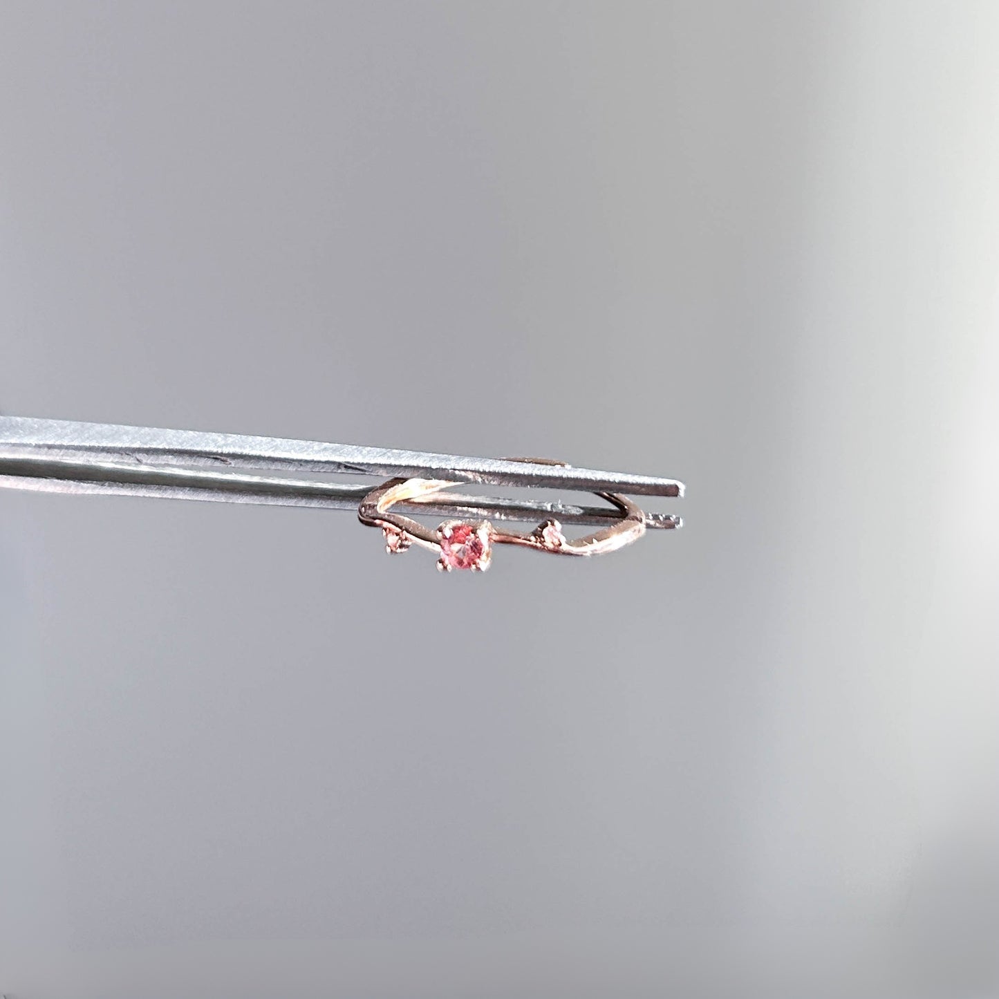 Pink Topaz Adjustable Rose Gold Ring with Zircon