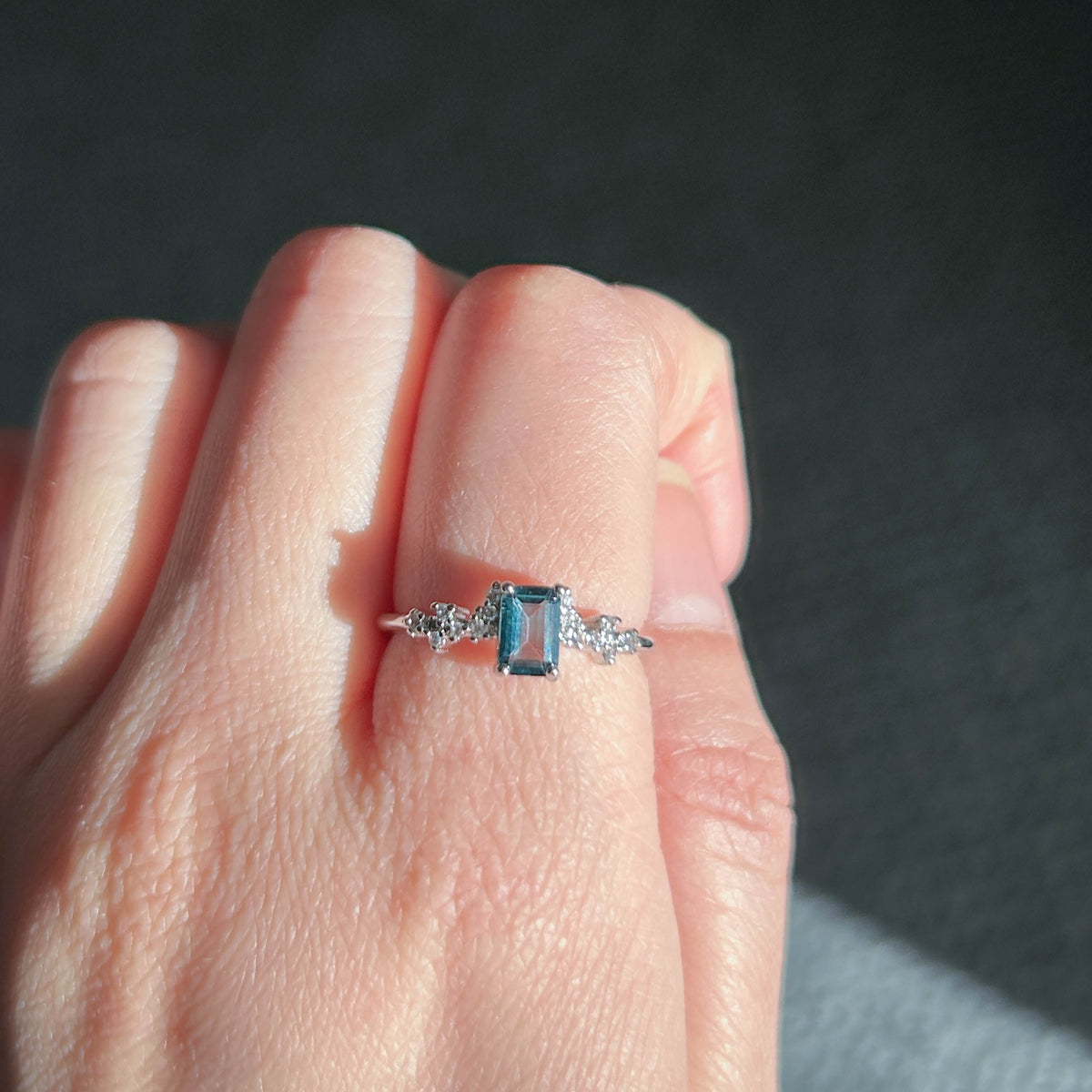Topaz London Blue Adjustable Silver Ring