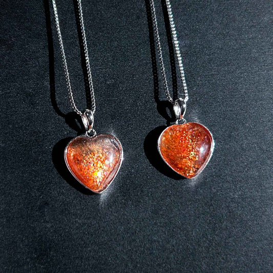 Rare Natural Golden Sunstone Heart 925 Sterling Silver Pendant (chain excluded)