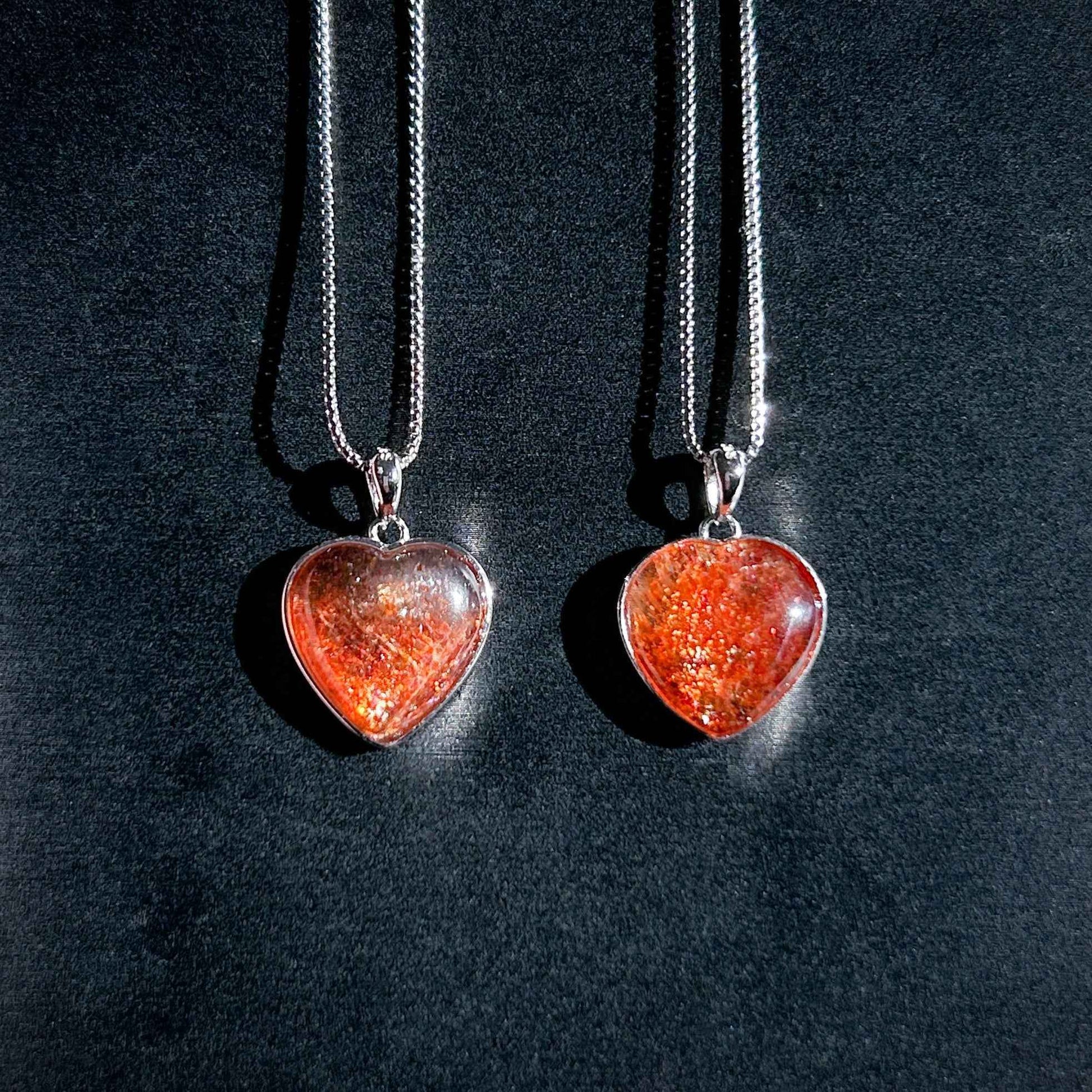 Rare Natural Golden Sunstone Heart 925 Sterling Silver Pendant (chain excluded)
