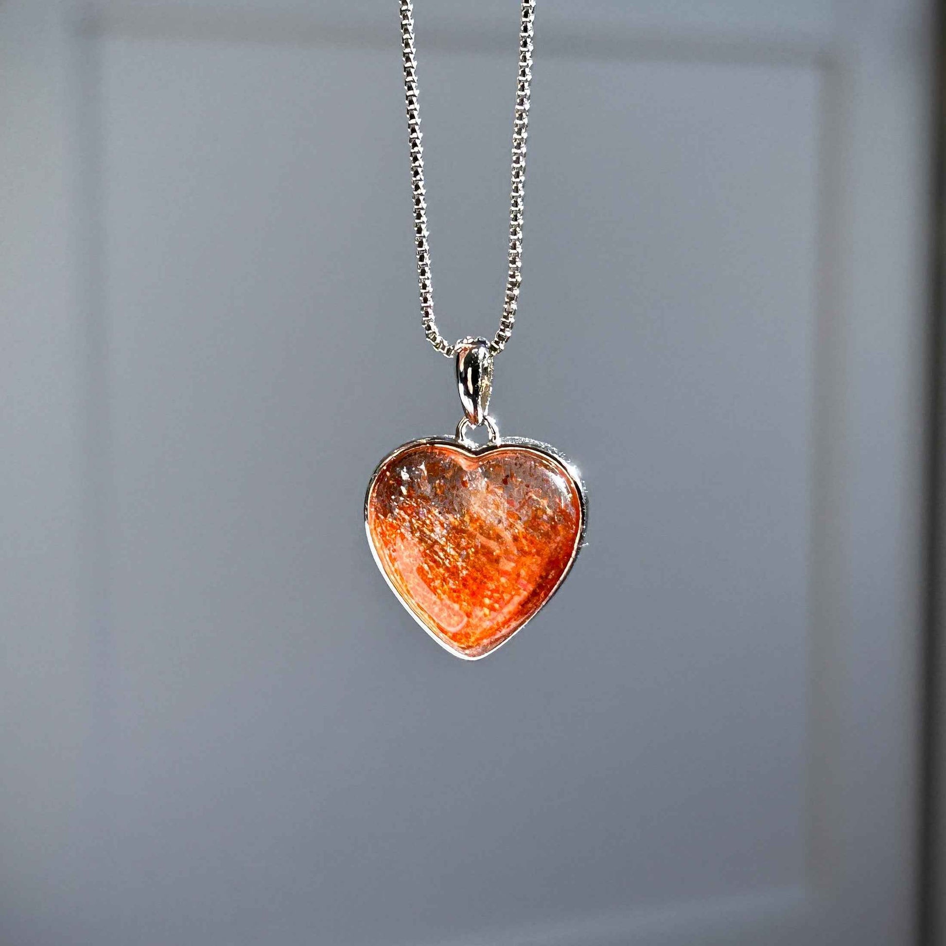 Rare Natural Golden Sunstone Heart 925 Sterling Silver Pendant (chain excluded)