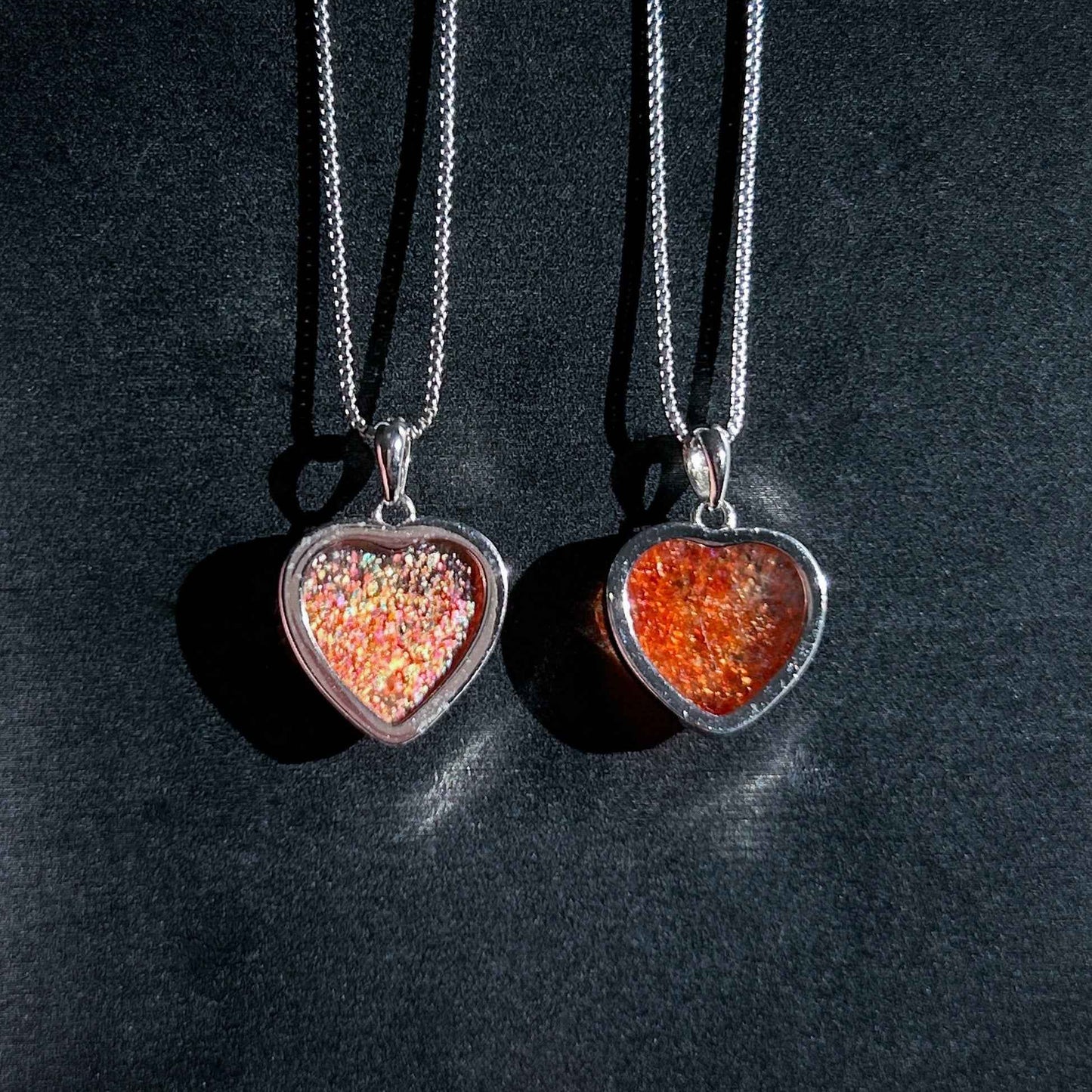 Rare Natural Golden Sunstone Heart 925 Sterling Silver Pendant (chain excluded)