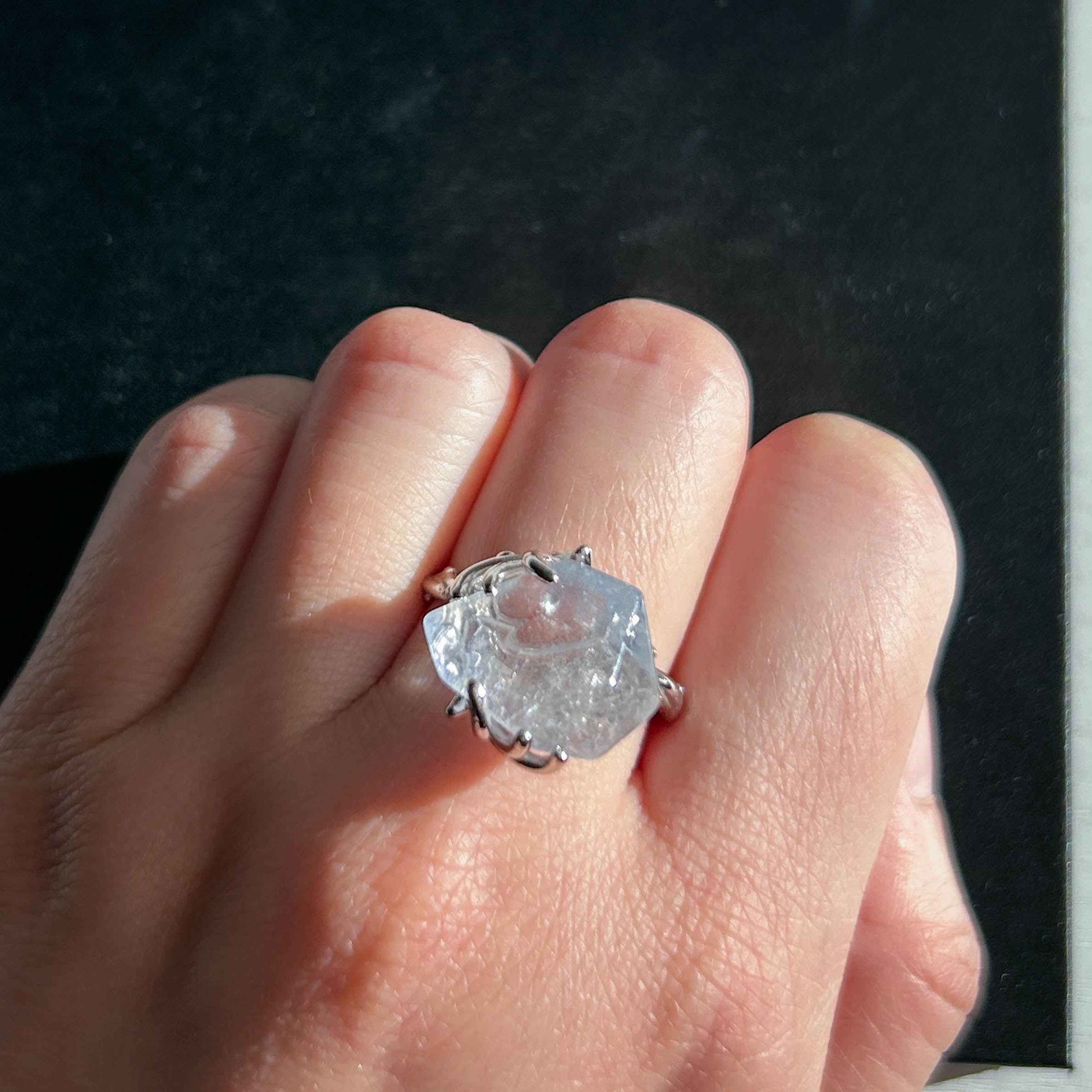 Rare High Quality Dumortierite Adjustable 925 Sterling Silver Ring