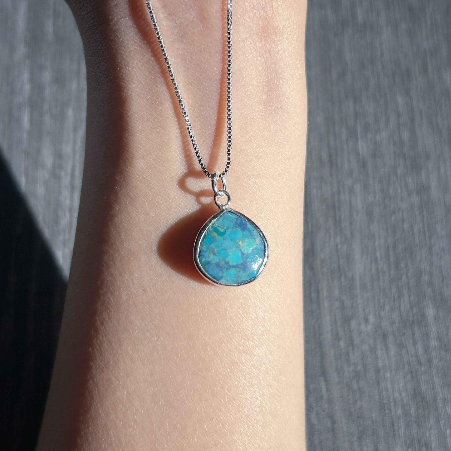 Faceted Mojave Turquoise Silver Pendant (chain excluded)