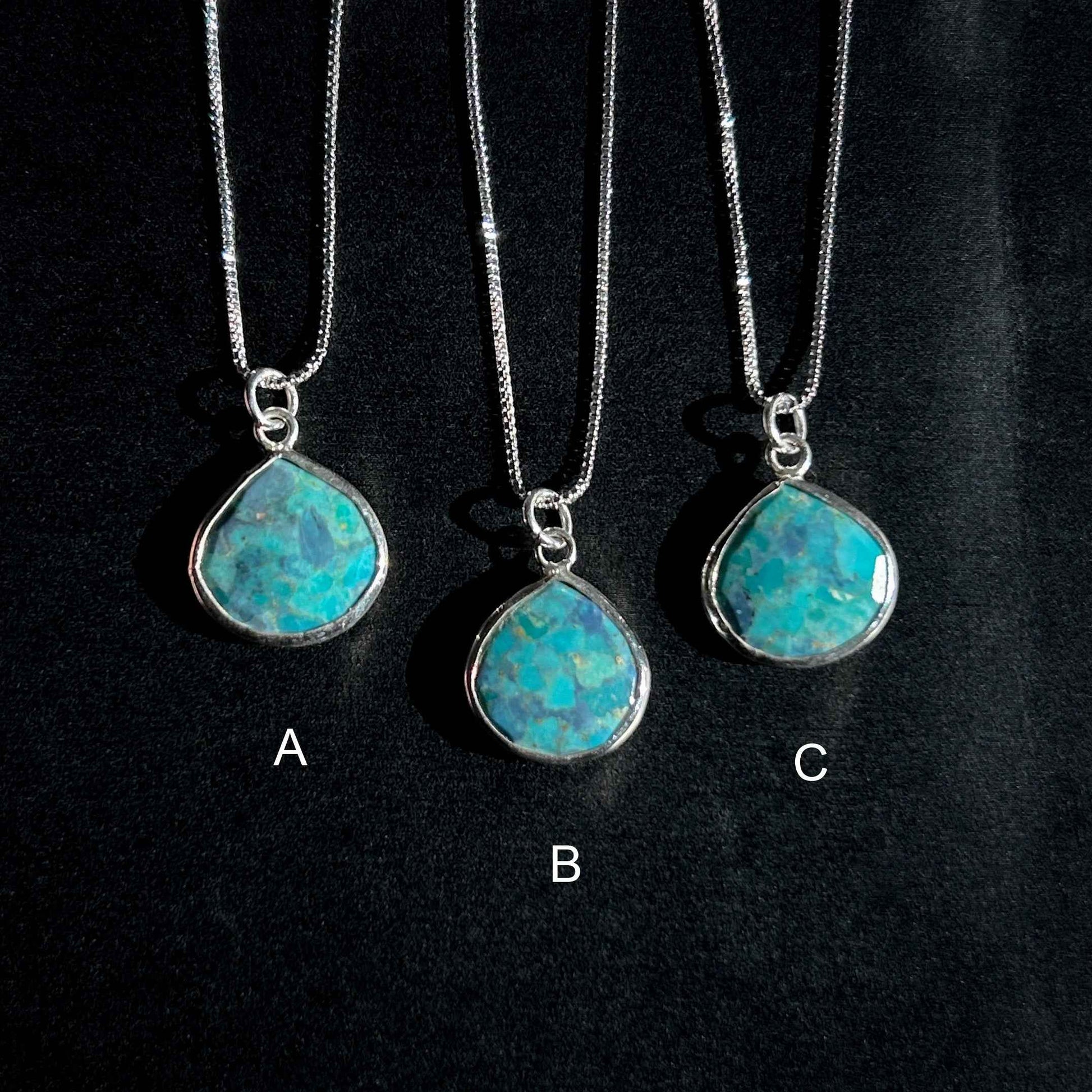 Faceted Mojave Turquoise Silver Pendant (chain excluded)