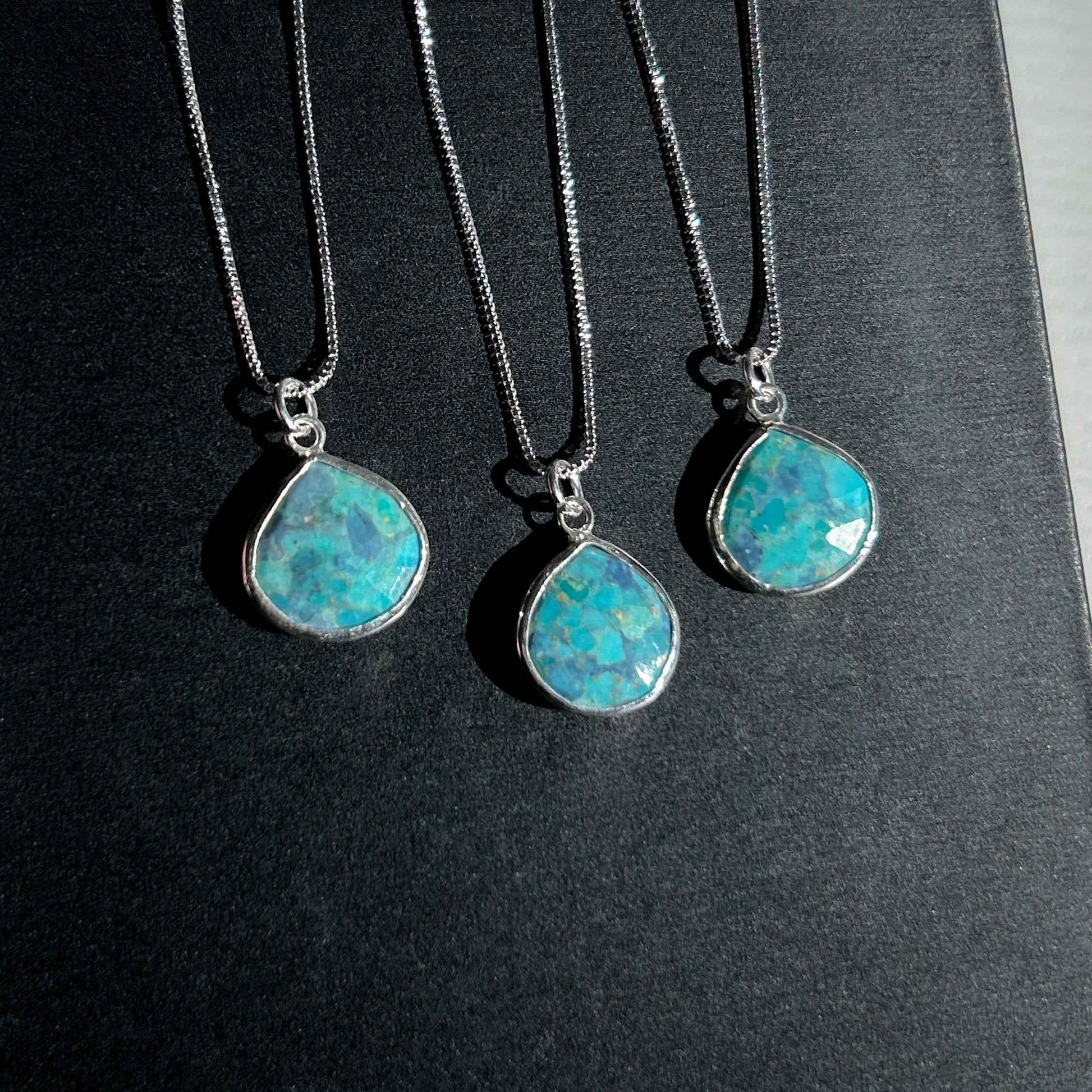 Faceted Mojave Turquoise Silver Pendant (chain excluded)