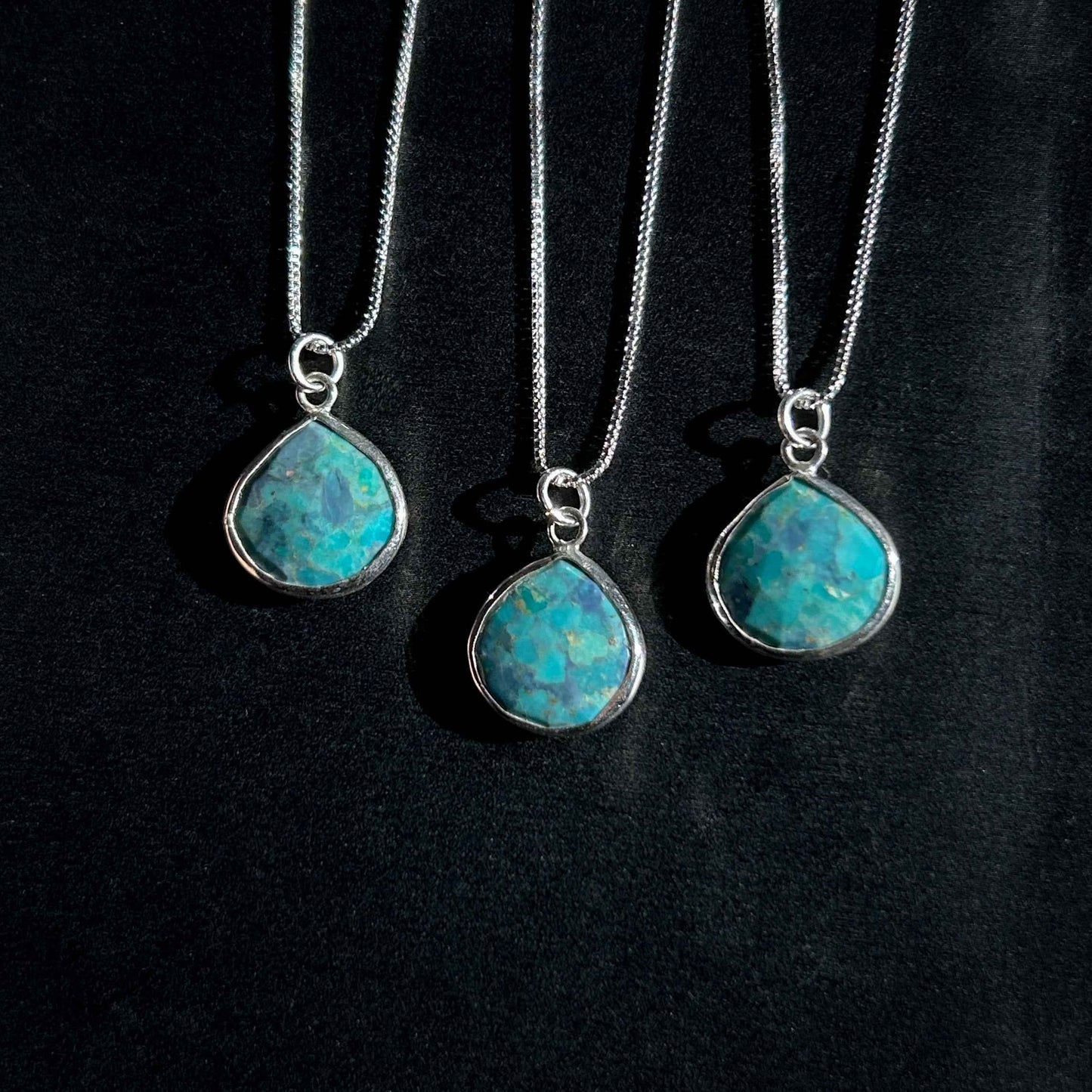 Faceted Mojave Turquoise Silver Pendant (chain excluded)