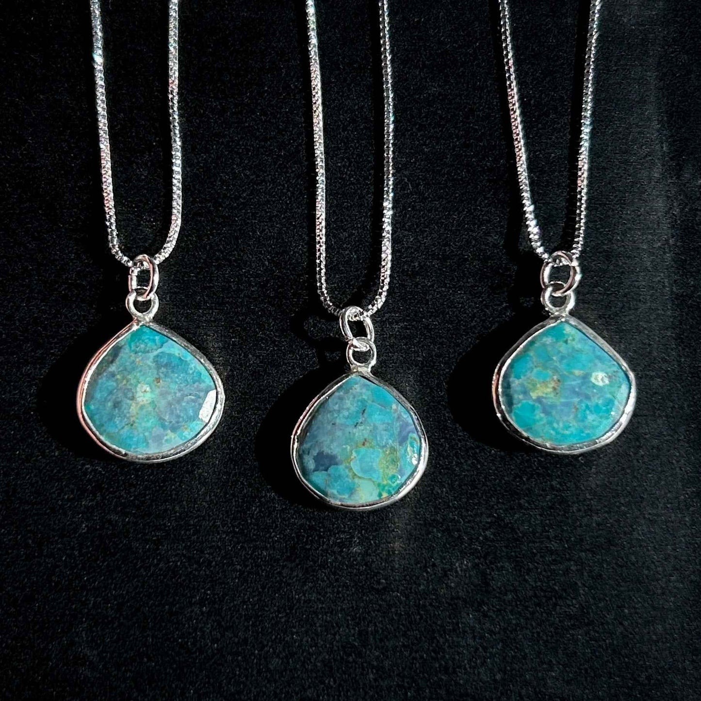 Faceted Mojave Turquoise Silver Pendant (chain excluded)
