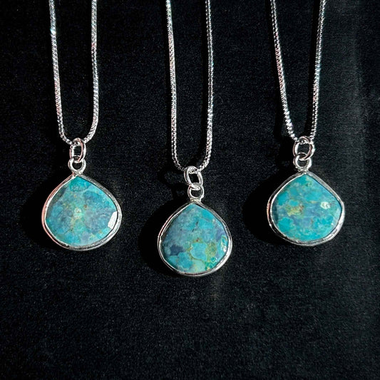 Faceted Mojave Turquoise Silver Pendant (chain excluded)